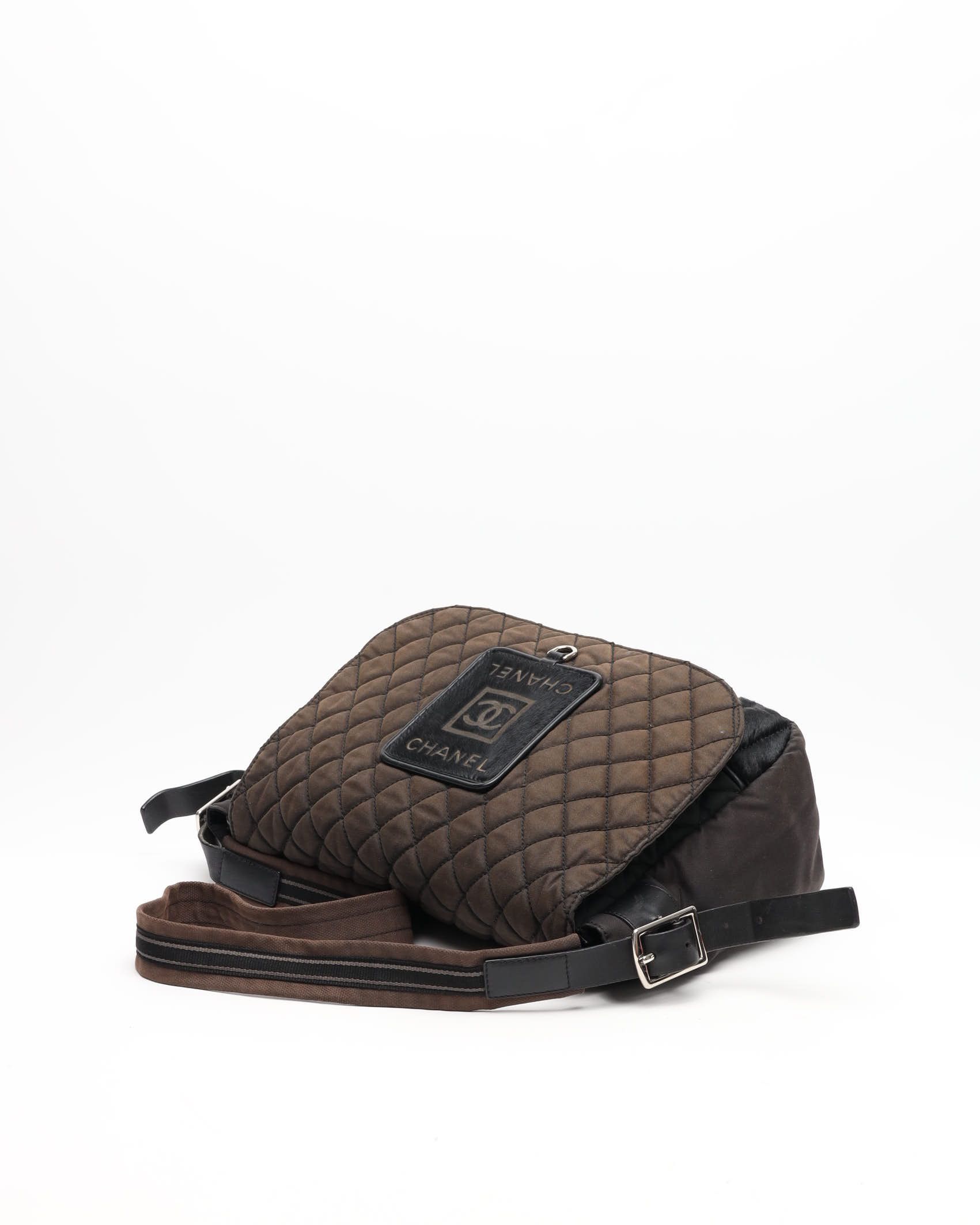 Pre-owned Chanel Sport Line Ponyhair Messenger Bag In Brown