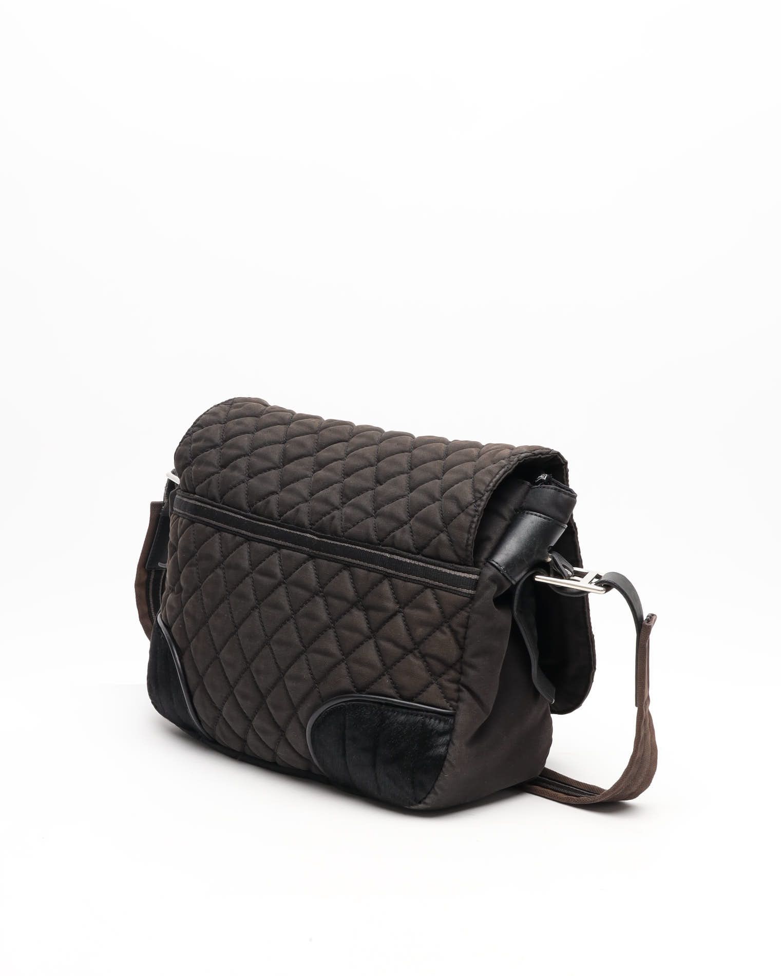 Pre-owned Chanel Sport Line Ponyhair Messenger Bag In Brown