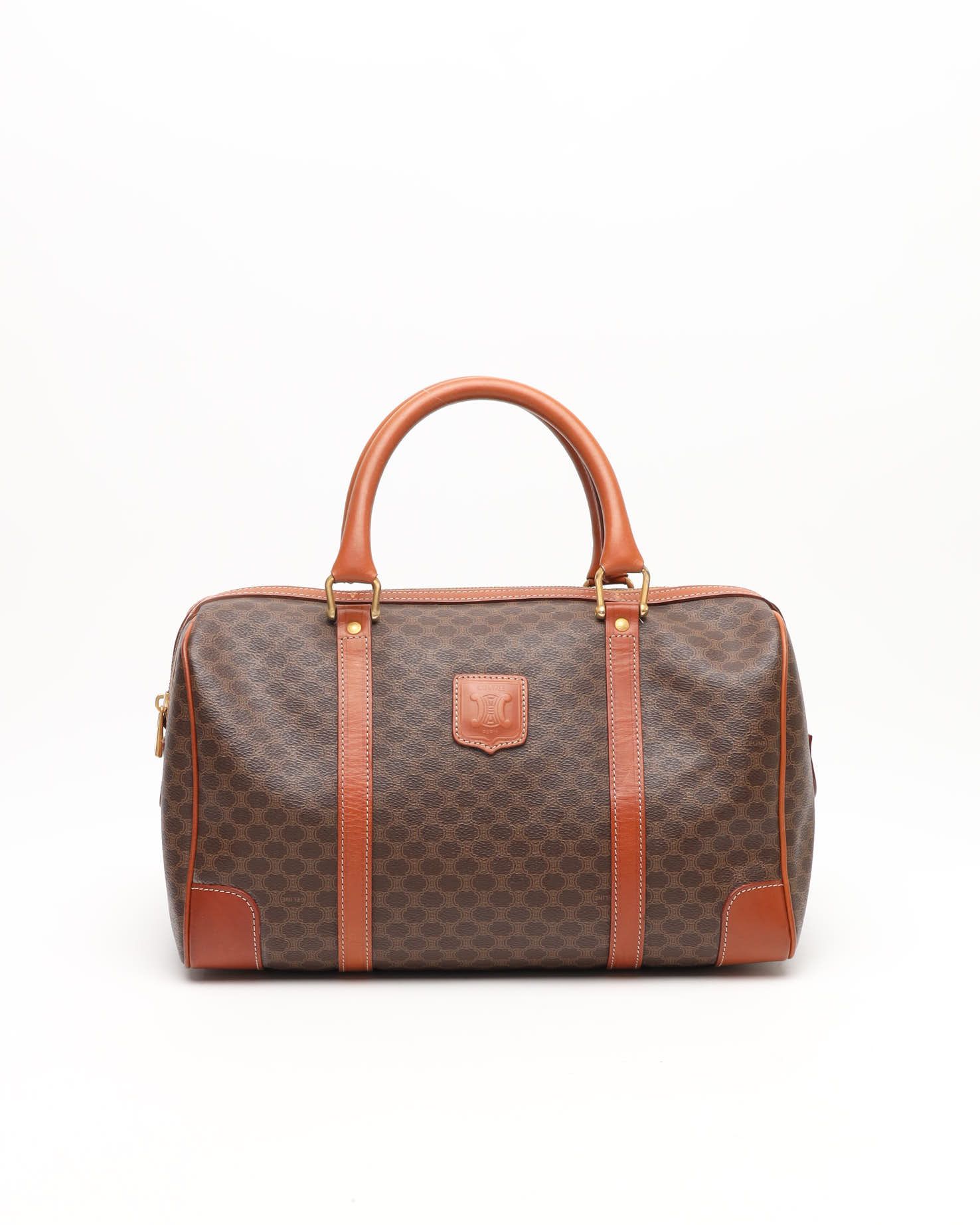 Celine Céline Macadam Boston Bag In Brown