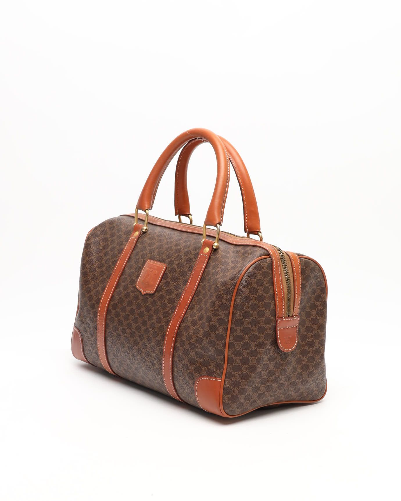 Celine Céline Macadam Boston Bag In Brown