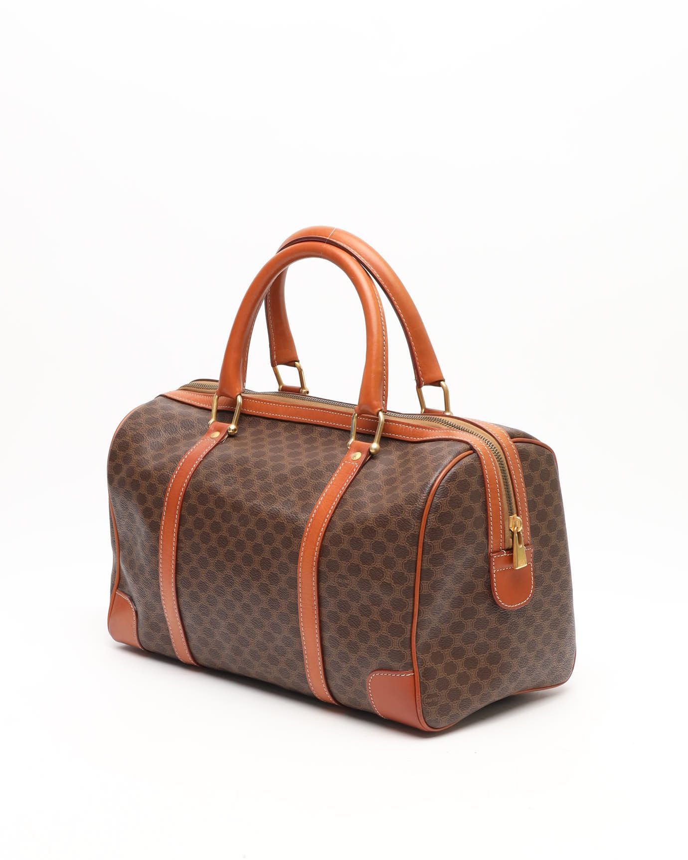 Celine Céline Macadam Boston Bag In Brown