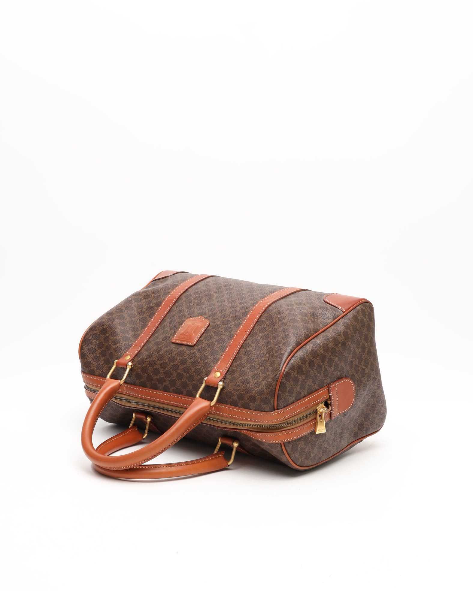 Celine Céline Macadam Boston Bag In Brown