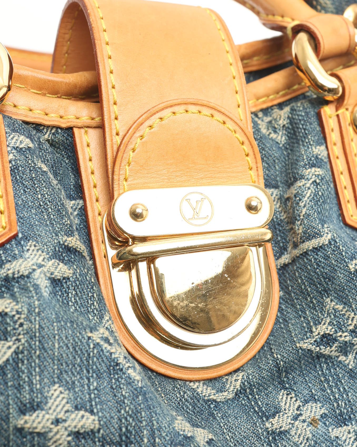 Pre-owned Louis Vuitton Monogram Denim Pleaty Handbag In Multi