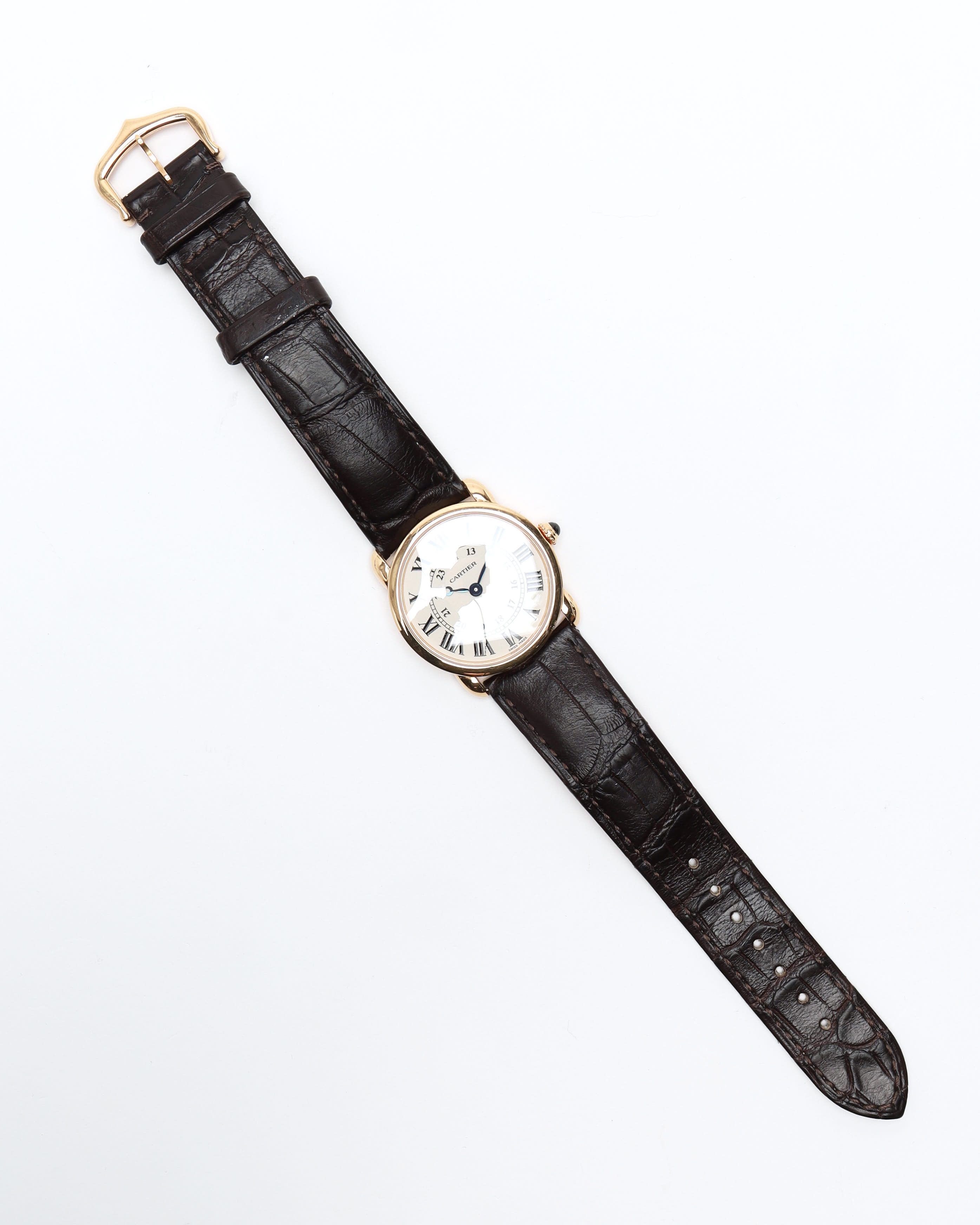 Cartier Ronde Louis 29mm Ref 2886 18k Rose Gold Watch In Black