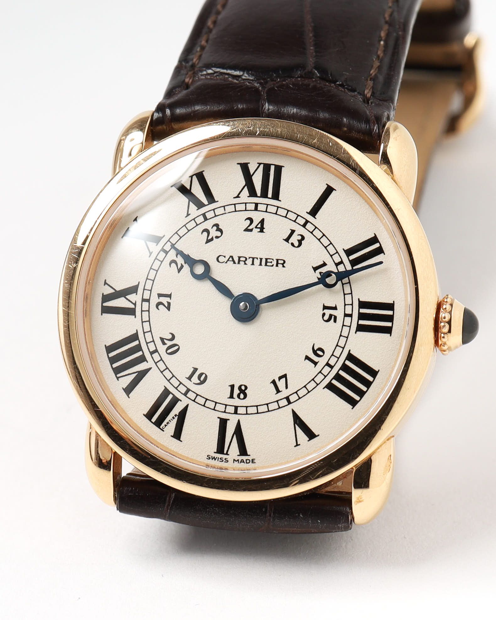 Cartier Ronde Louis 29mm Ref 2886 18k Rose Gold Watch In Black