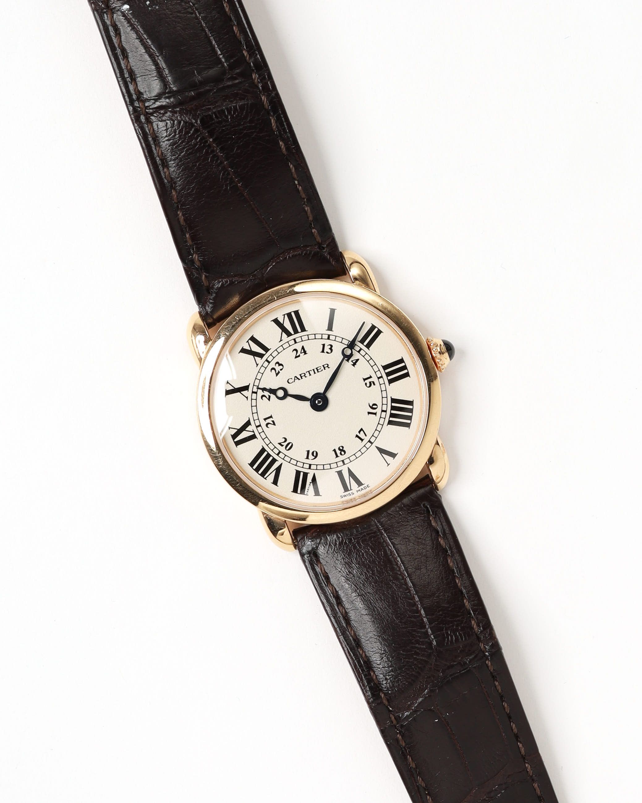 Cartier Ronde Louis 29mm Ref 2886 18k Rose Gold Watch In Black