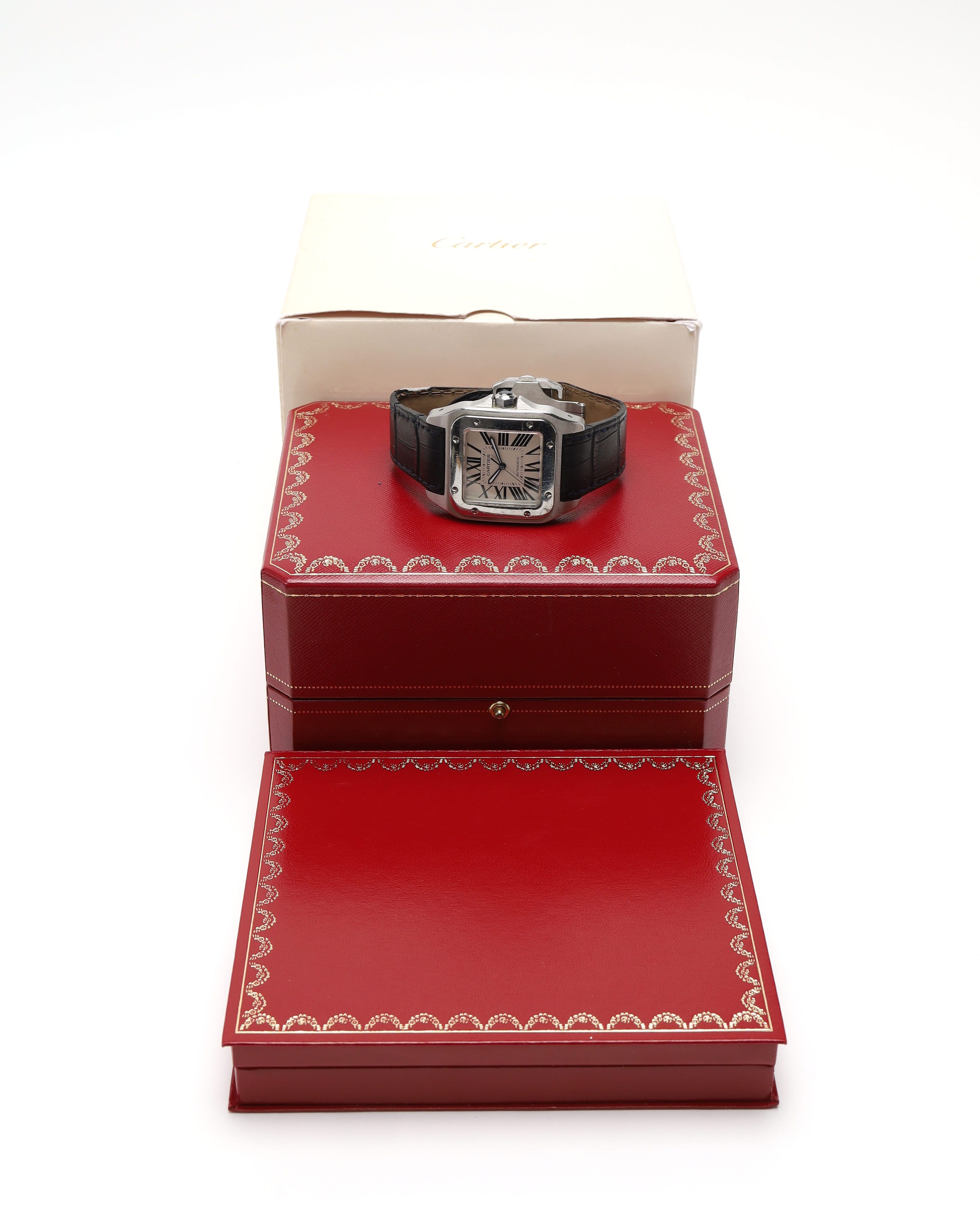Cartier Santos 100 Xi 41mm Ref 2656 Full Set 2006 Watch In Black