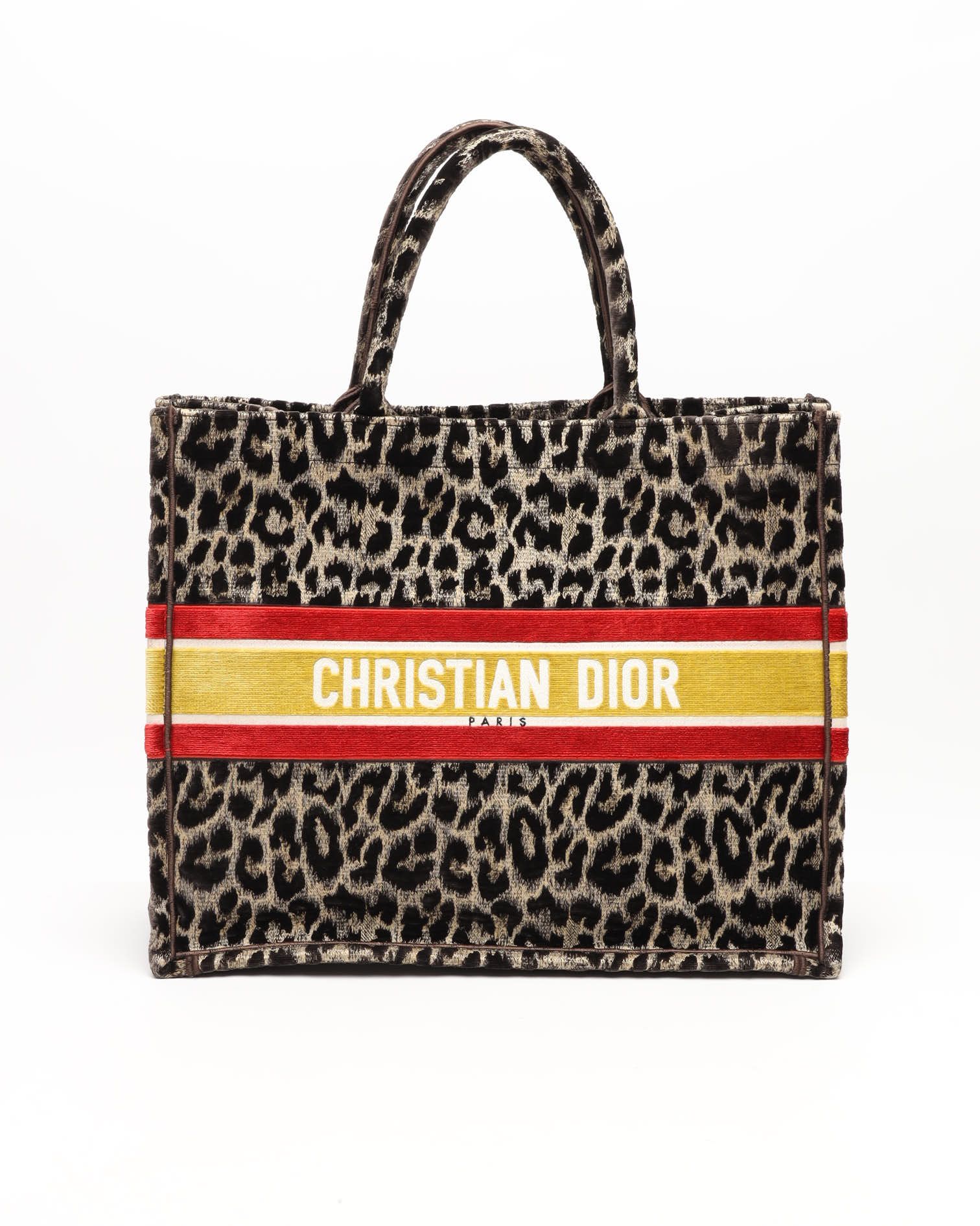 Christian Dior Large Leopard Mizza Book Tote Bag