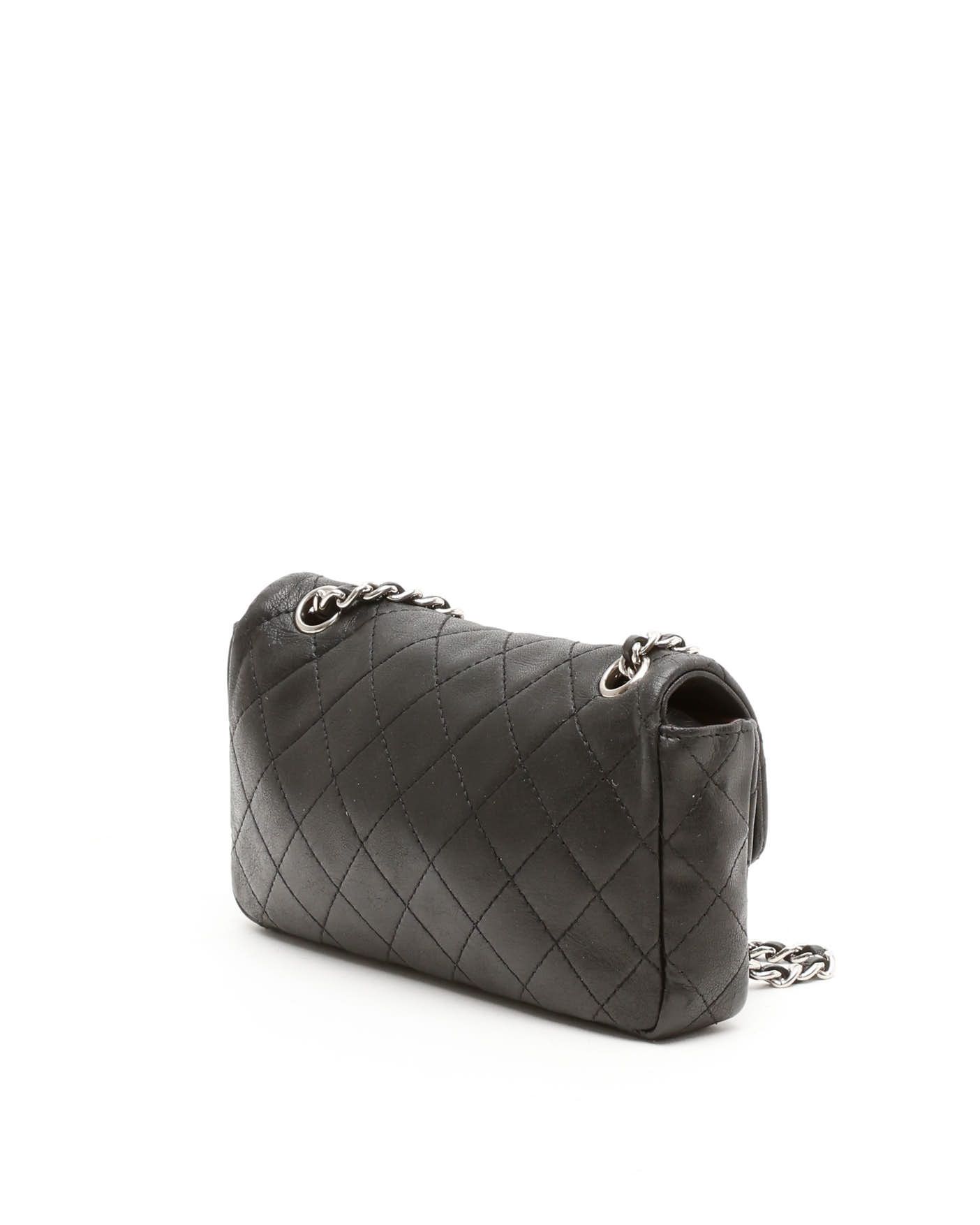 Pre-owned Chanel Classic Mini Rectangular Single Flap Bag In Black