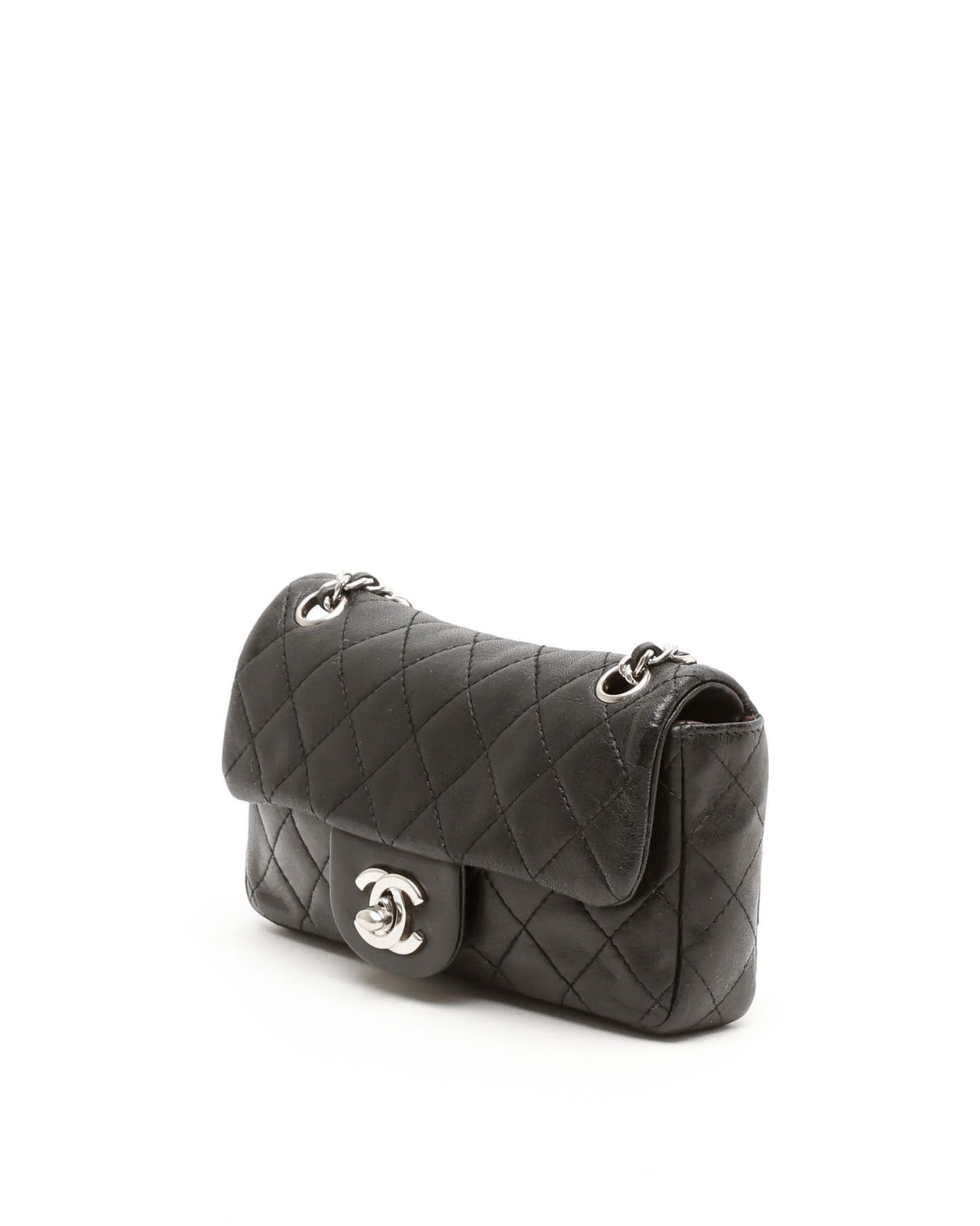 Pre-owned Chanel Classic Mini Rectangular Single Flap Bag In Black