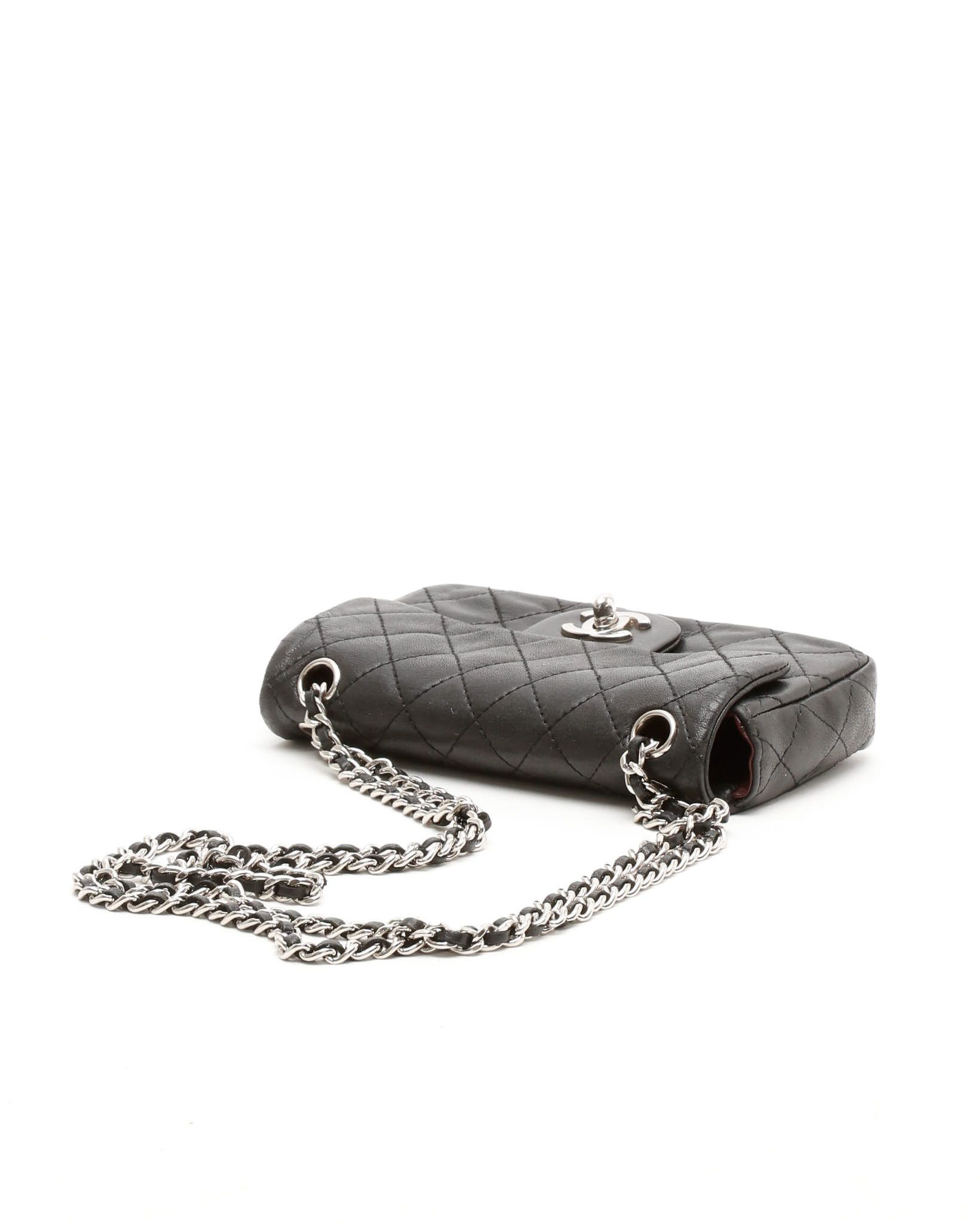 Pre-owned Chanel Classic Mini Rectangular Single Flap Bag In Black