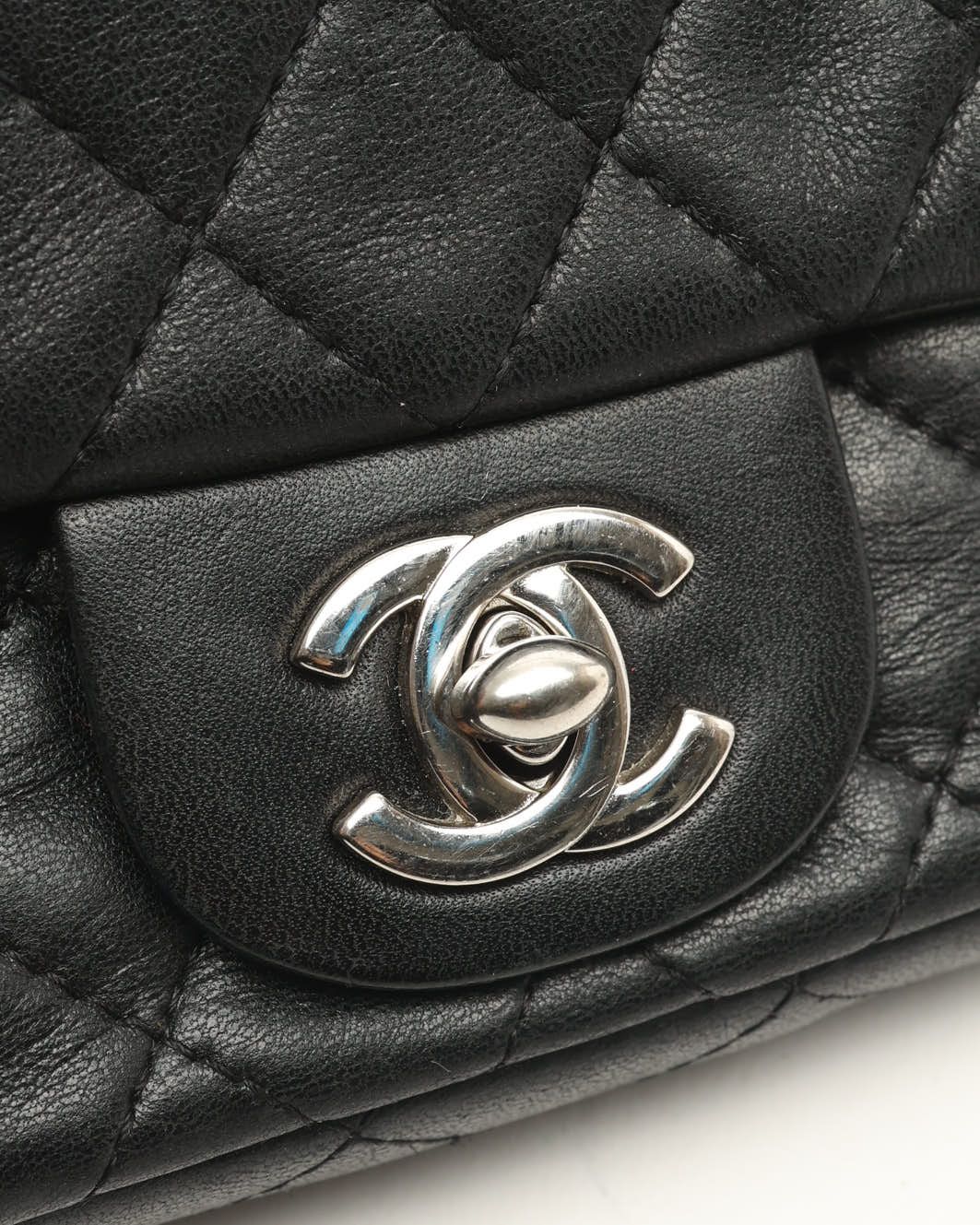 Pre-owned Chanel Classic Mini Rectangular Single Flap Bag In Black