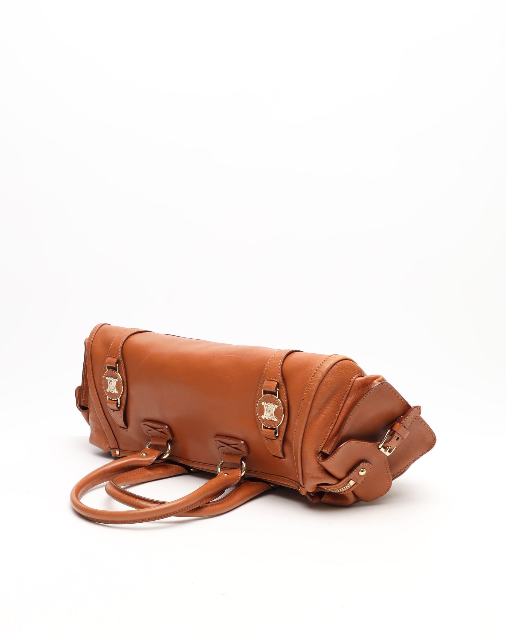 Celine Céline Triomphe Boston Bag In Brown