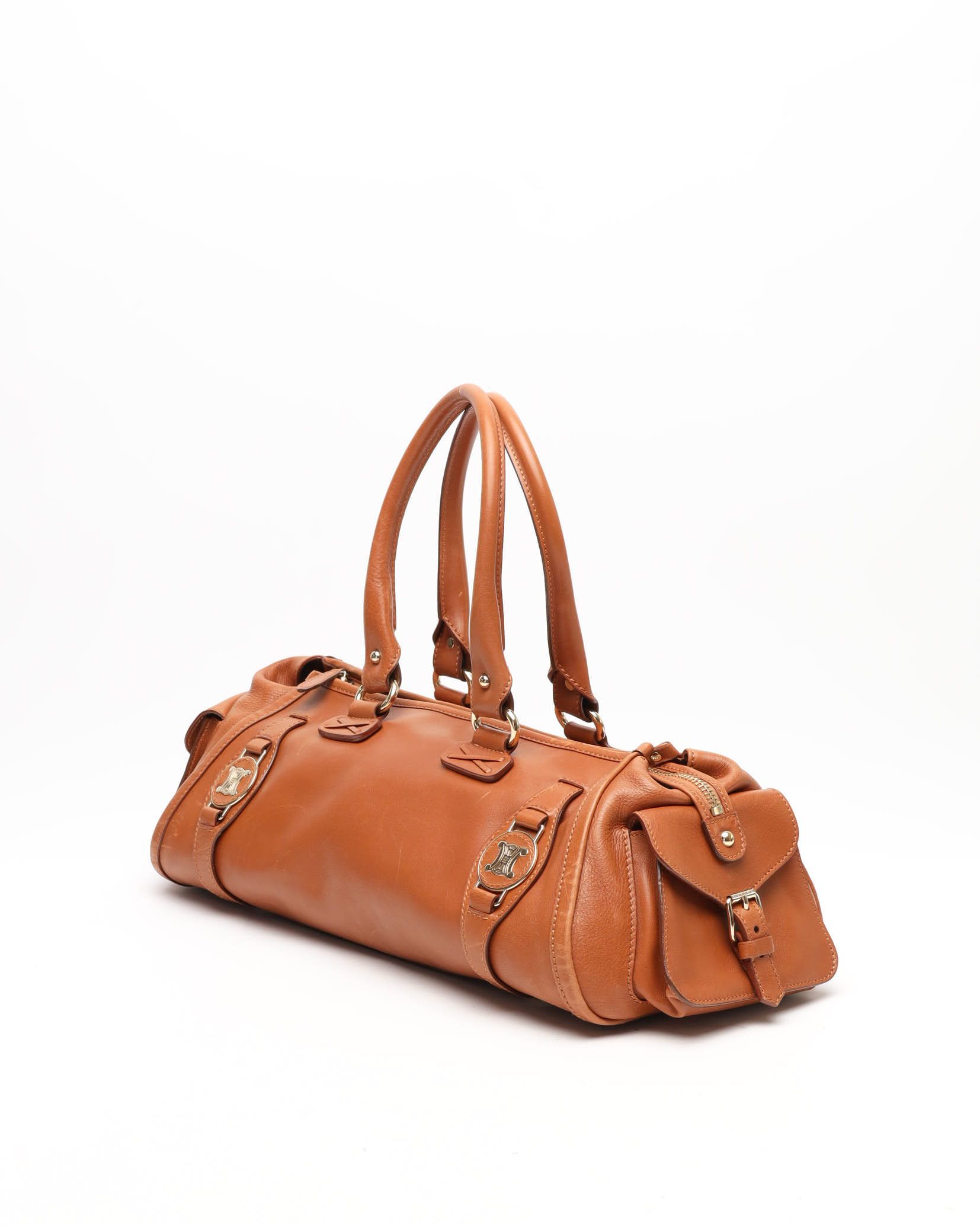 Celine Céline Triomphe Boston Bag In Brown