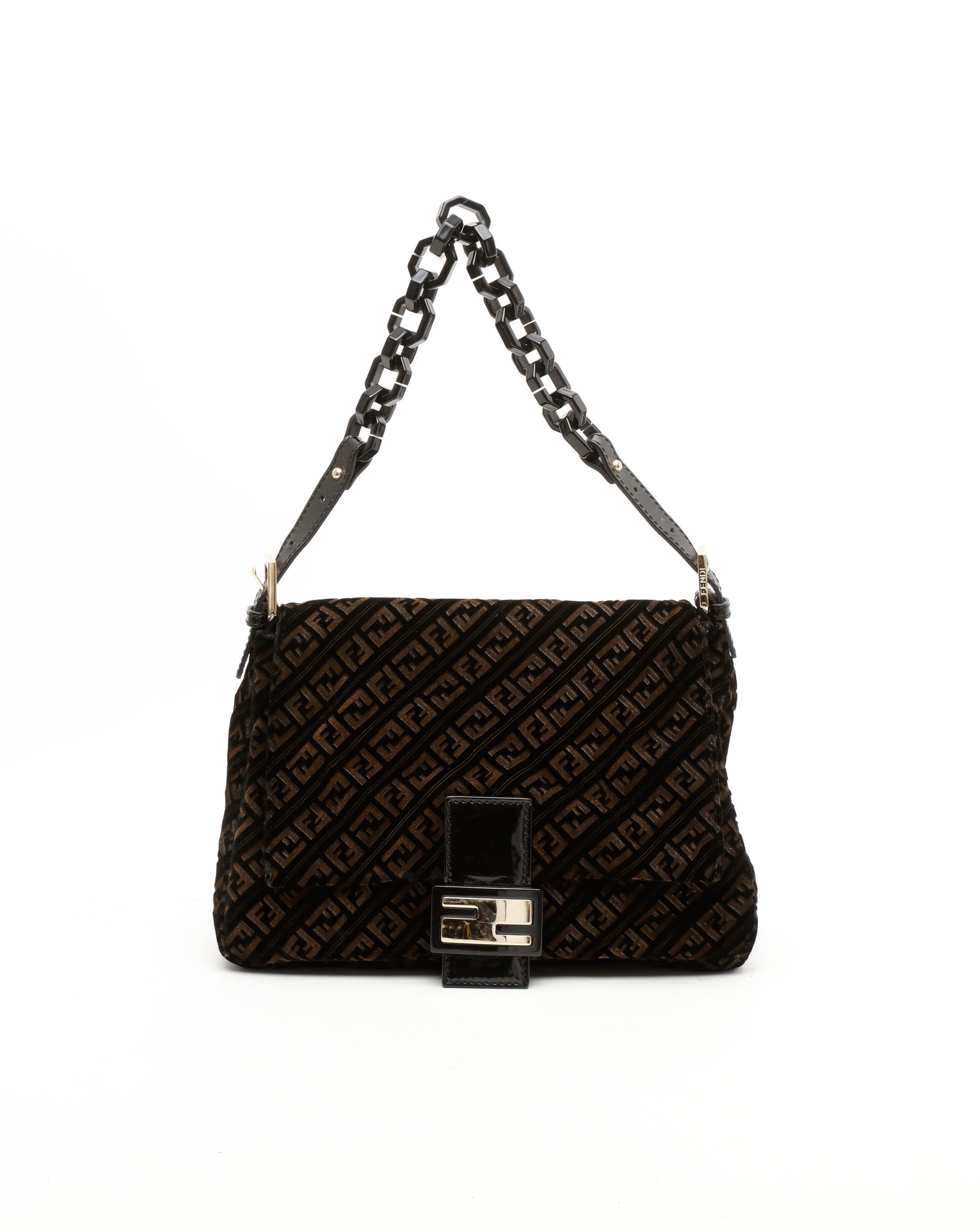 Fendi Velour Mama Bag In Black