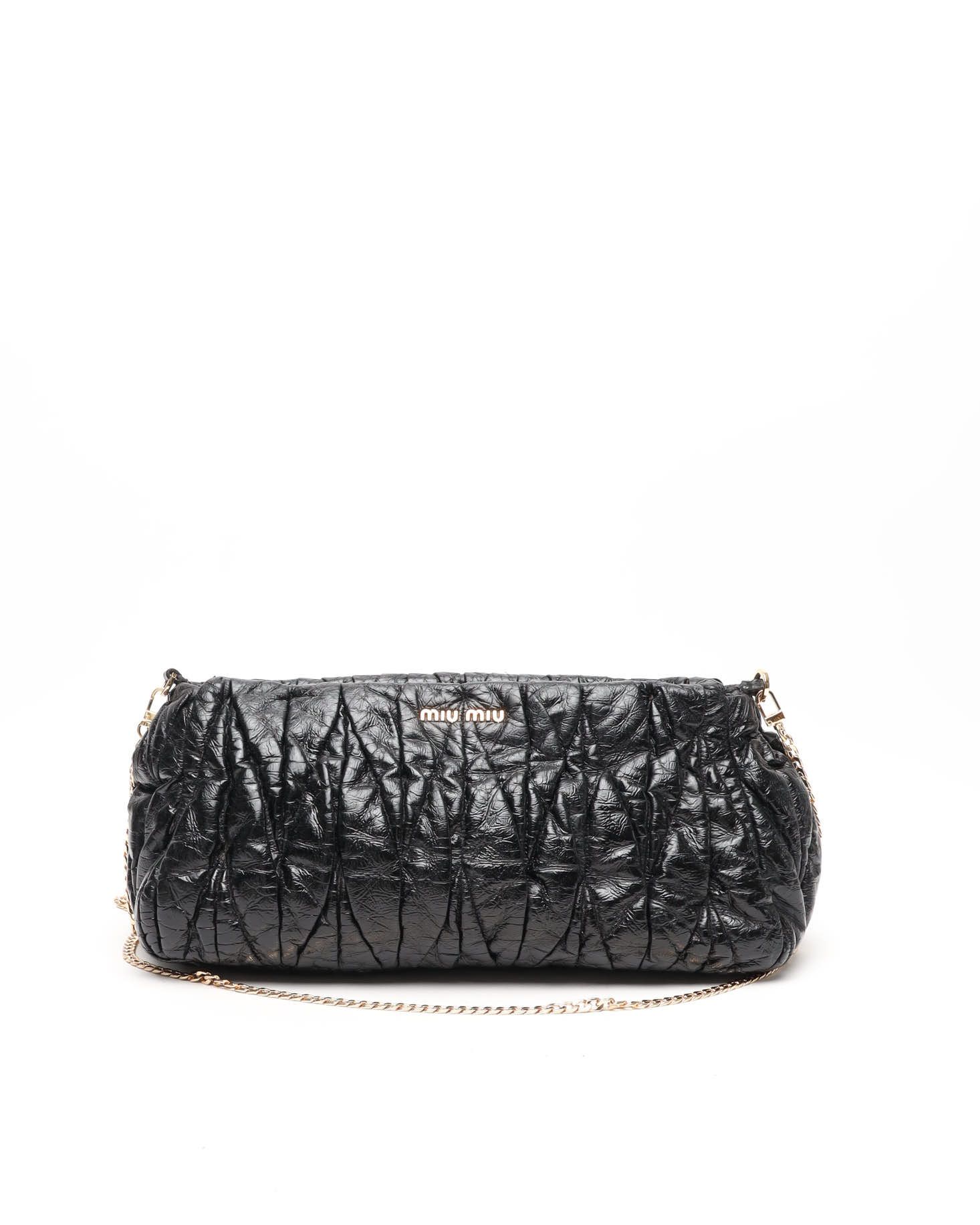 Miu Miu Matelassé Chain Bag In Black