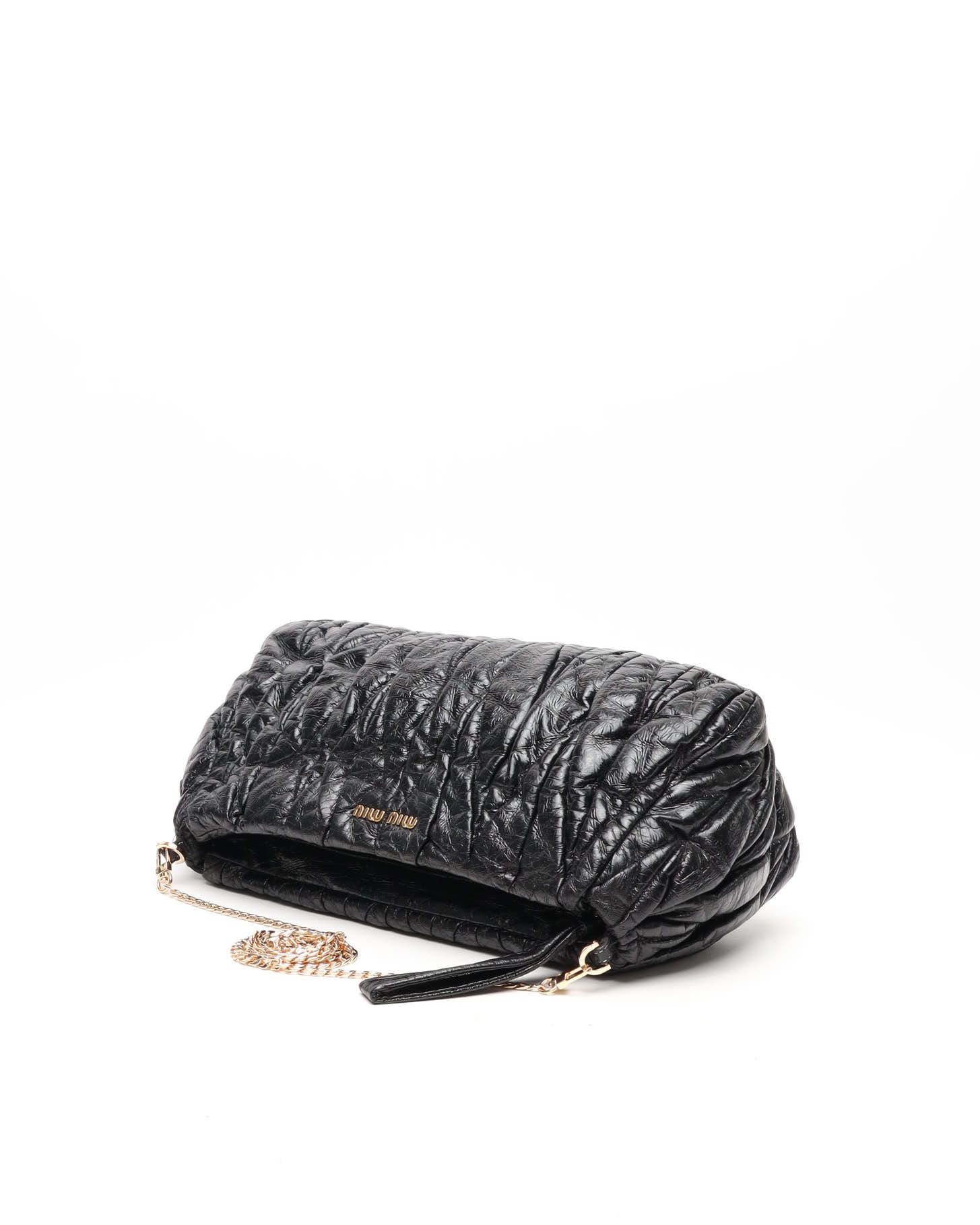 Miu Miu Matelassé Chain Bag In Black