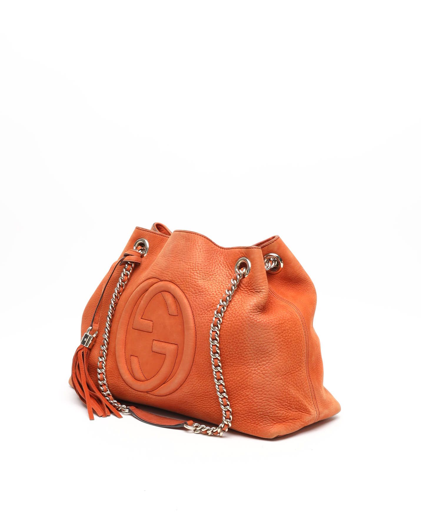 Gucci Soho Chain Tote Bag In Orange