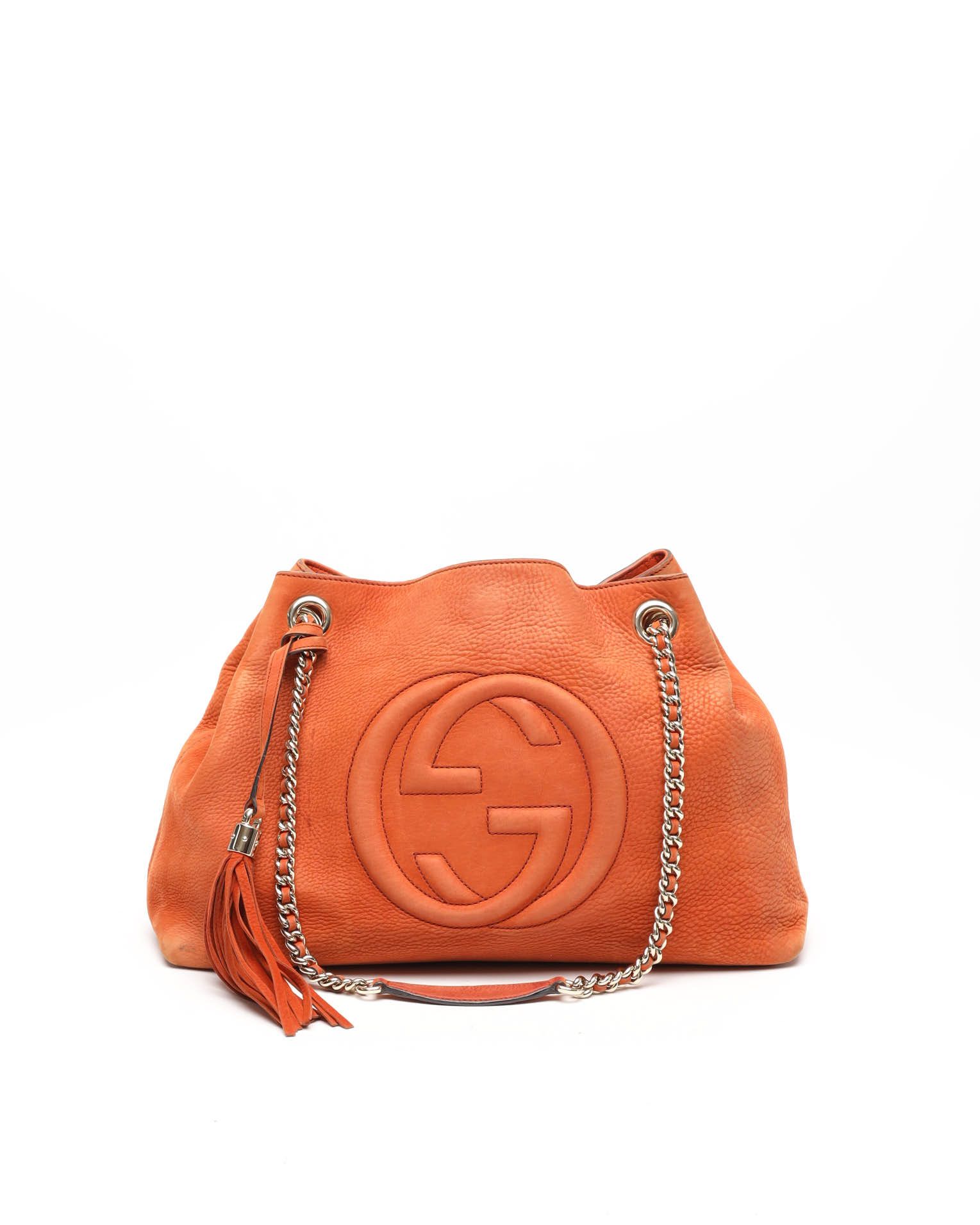 Gucci Soho Chain Tote Bag In Orange