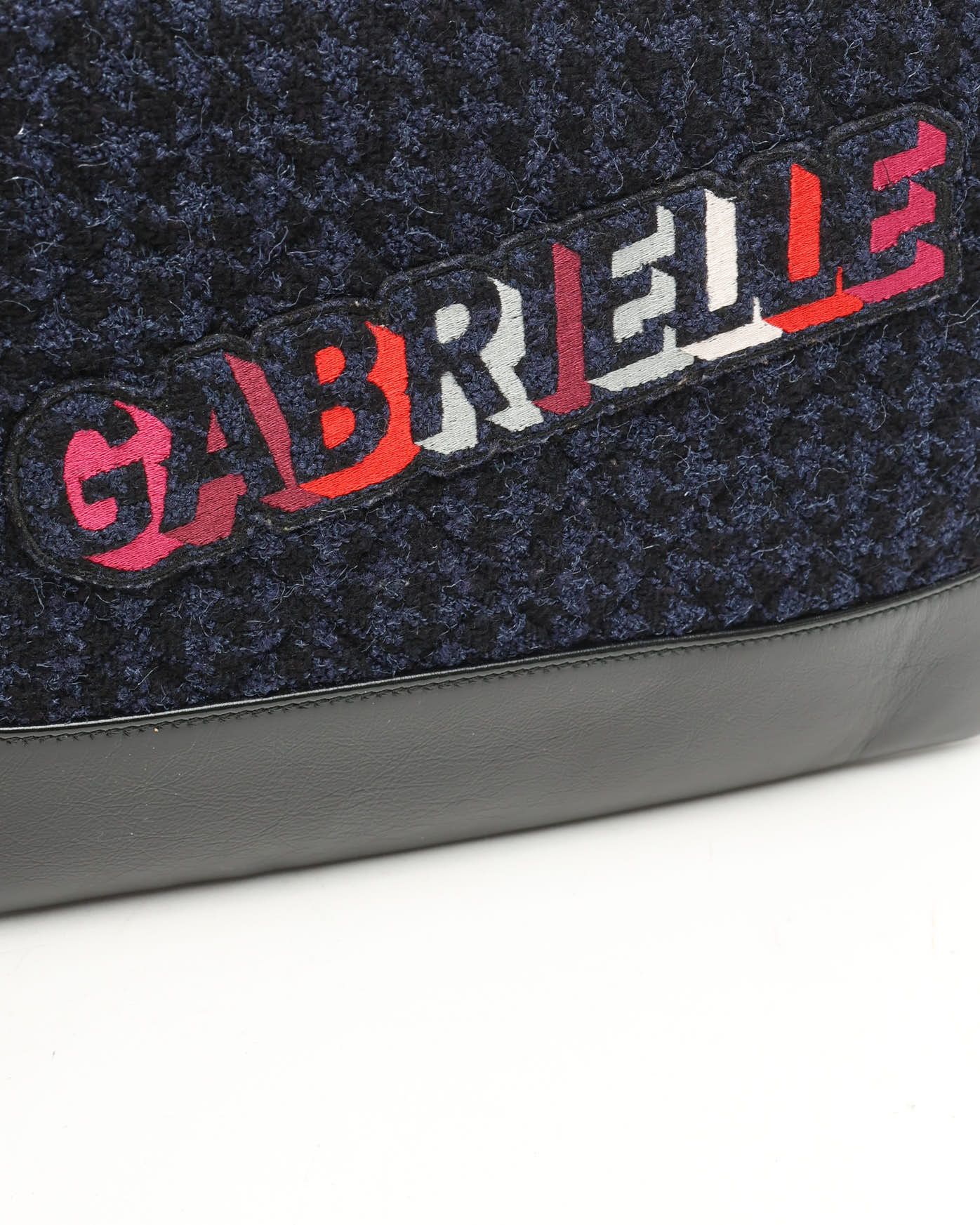 Pre-owned Chanel Gabrielle Quilted Tweed Clutch Bag In Blue