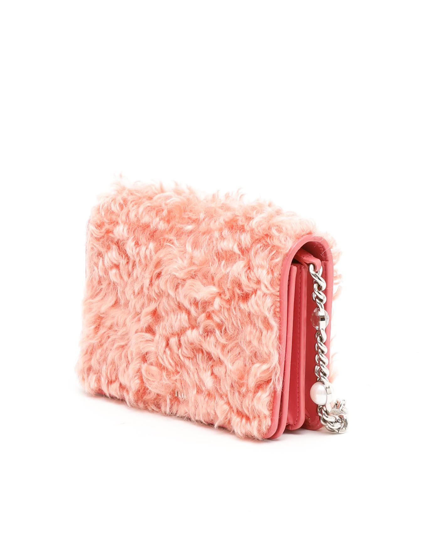Miu Miu Shearling Crystal Bag In Pink
