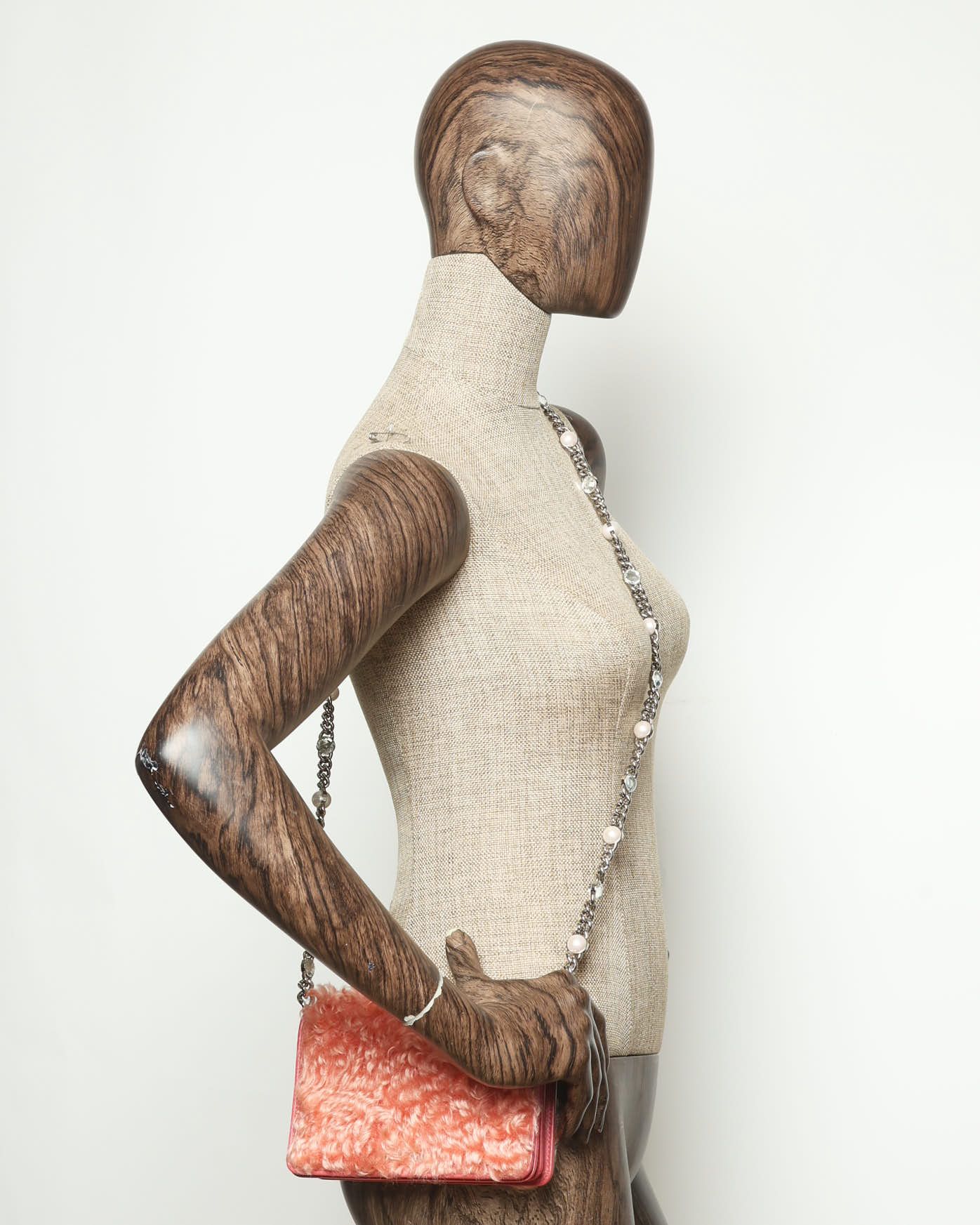 Miu Miu Shearling Crystal Bag In Pink