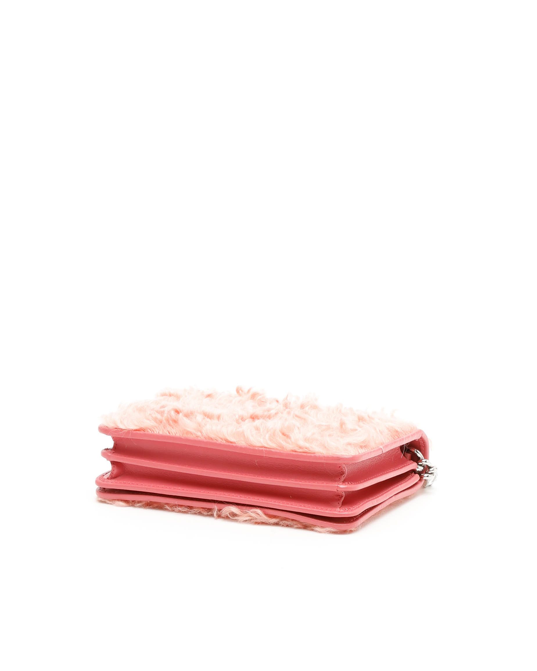 Miu Miu Shearling Crystal Bag In Pink