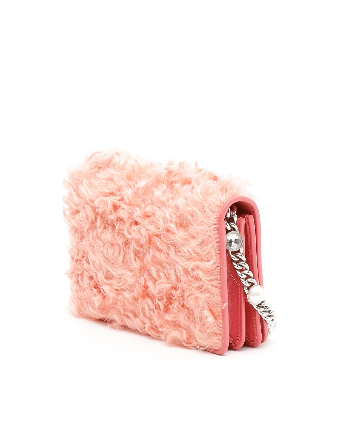 Miu Miu Shearling Crystal Bag In Pink