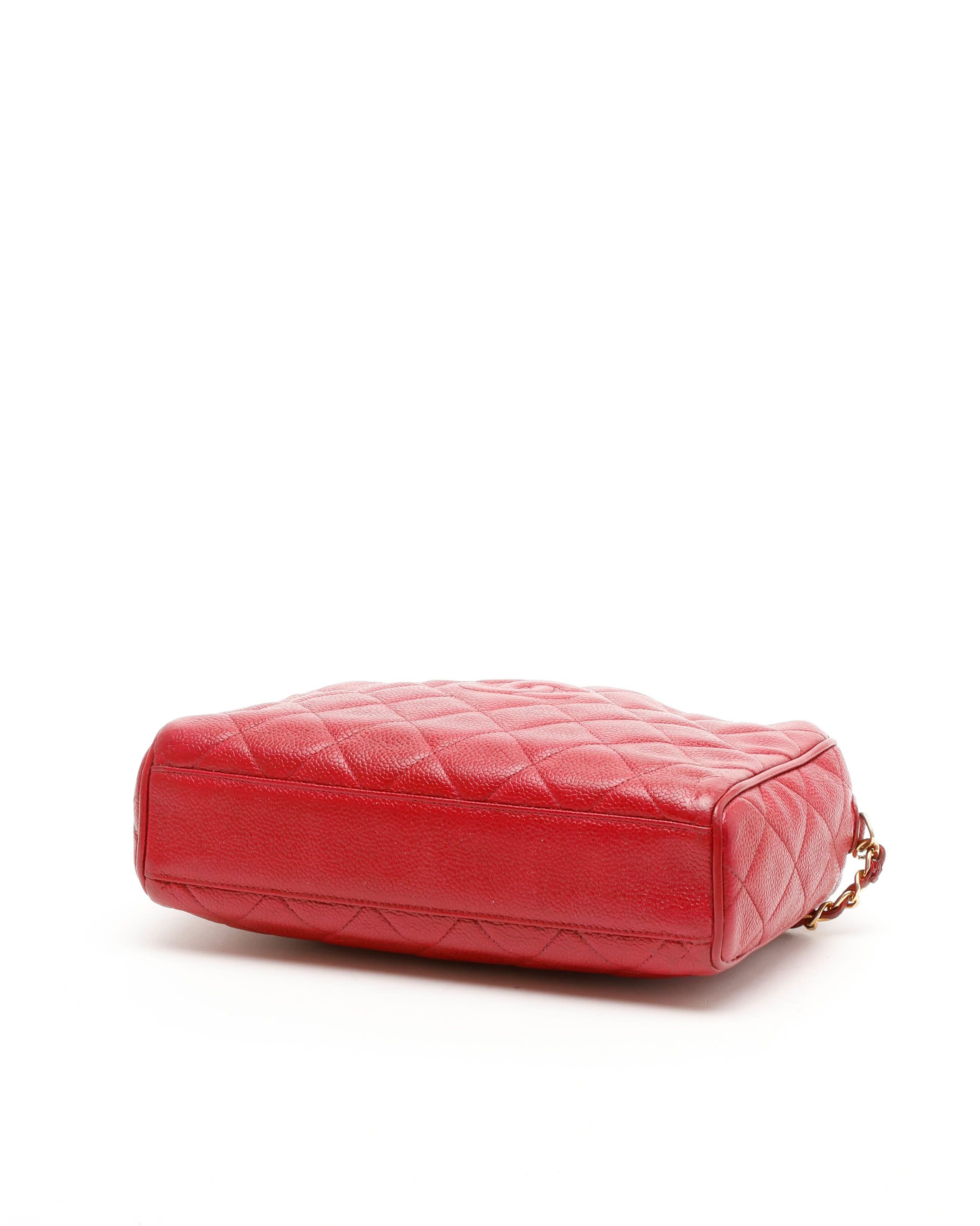 CHANEL Pre-owned Cc Caviar Camera Bag In Red
