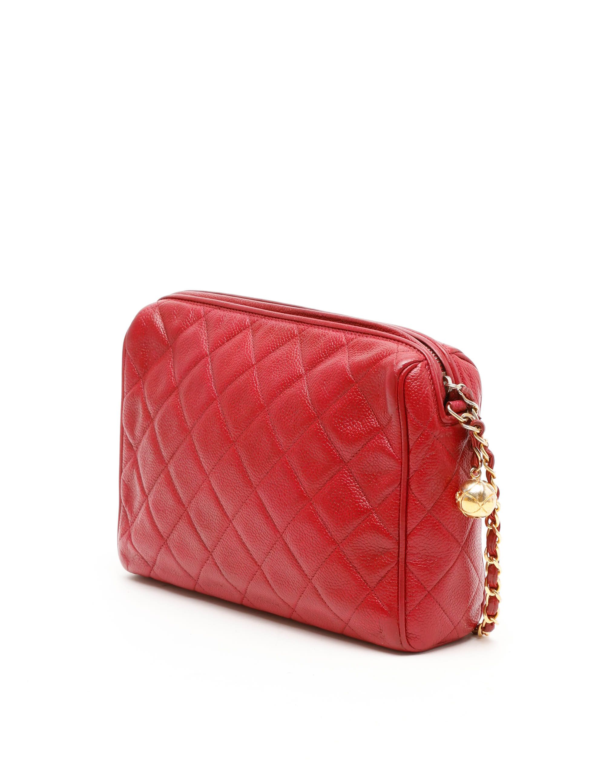CHANEL Pre-owned Cc Caviar Camera Bag In Red