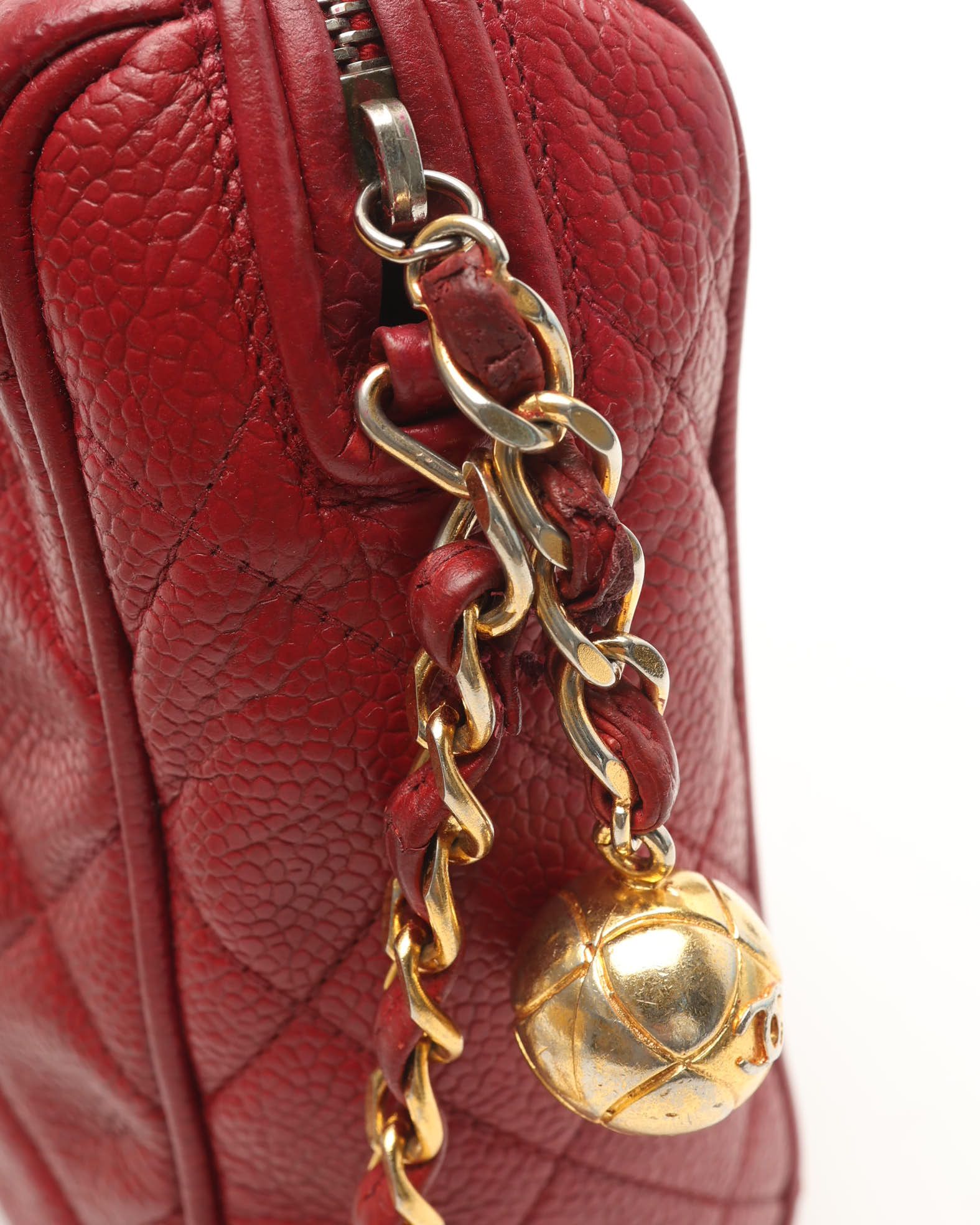 CHANEL Pre-owned Cc Caviar Camera Bag In Red