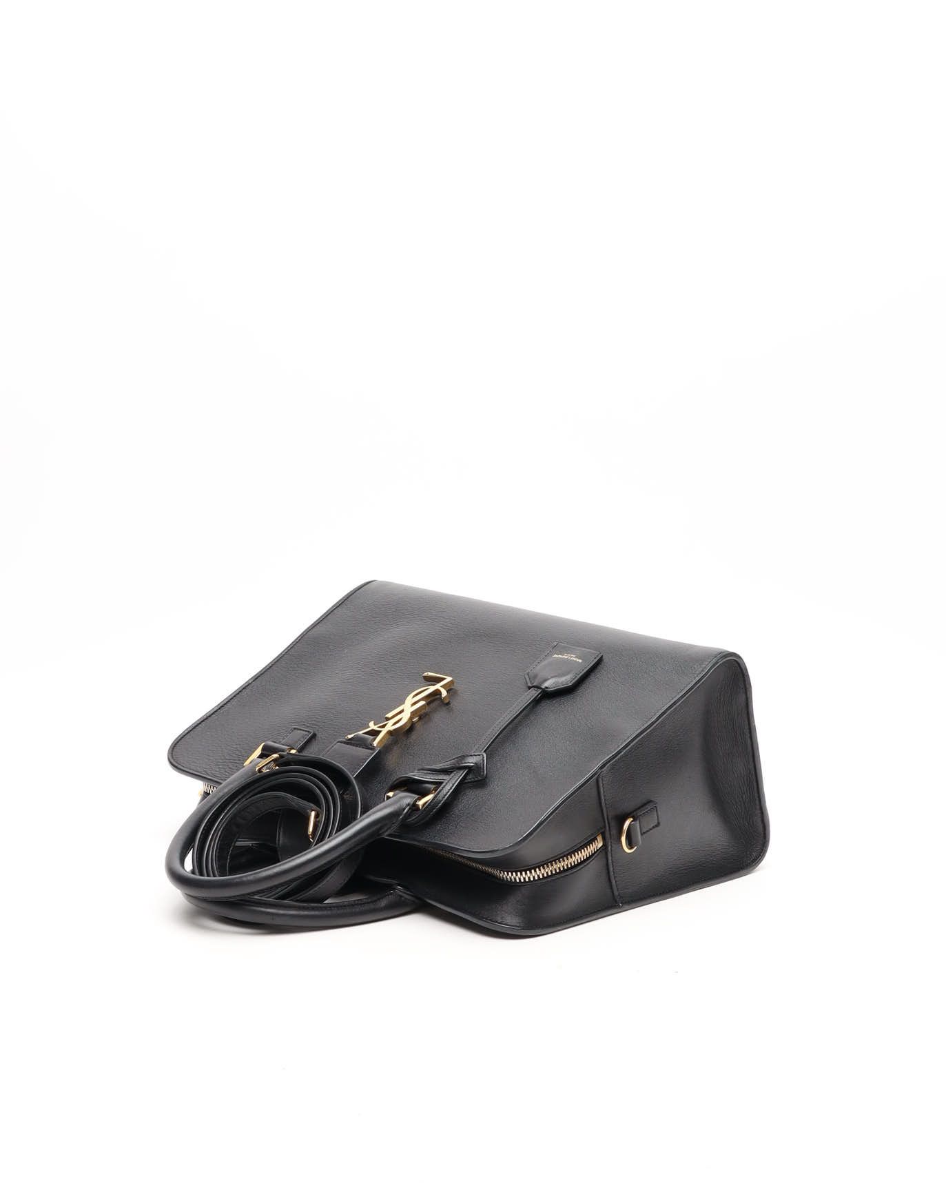 Saint Laurent Monogram Baby Cabas Bag In Black