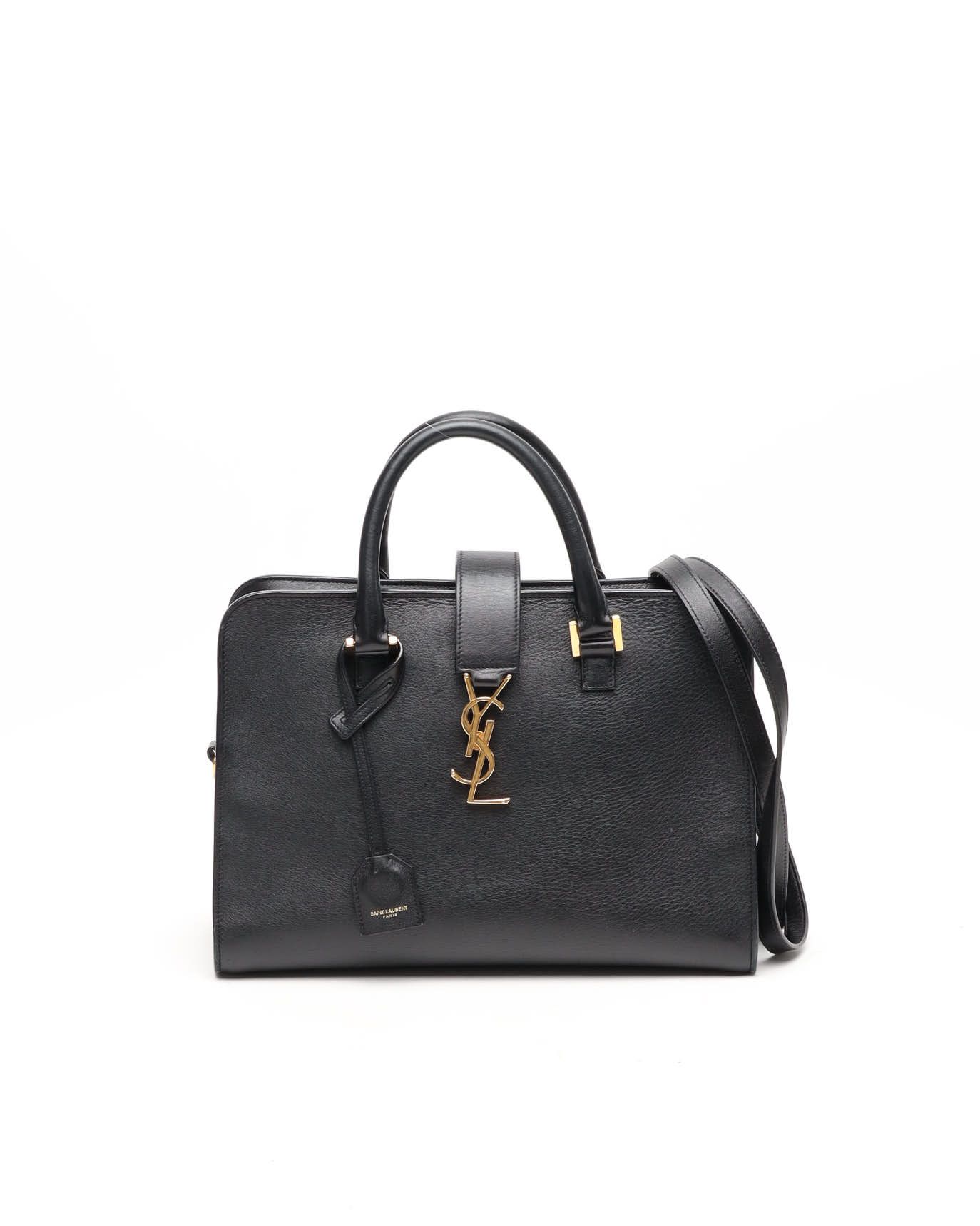 Saint Laurent Monogram Baby Cabas Bag In Black