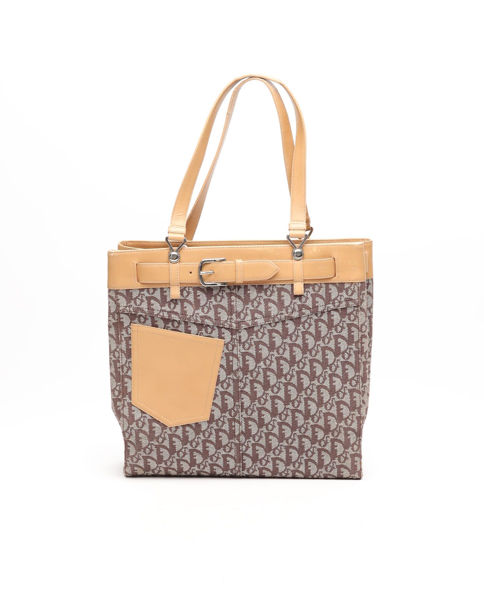 Dior Christian Oblique Pocket Tote Bag In Brown