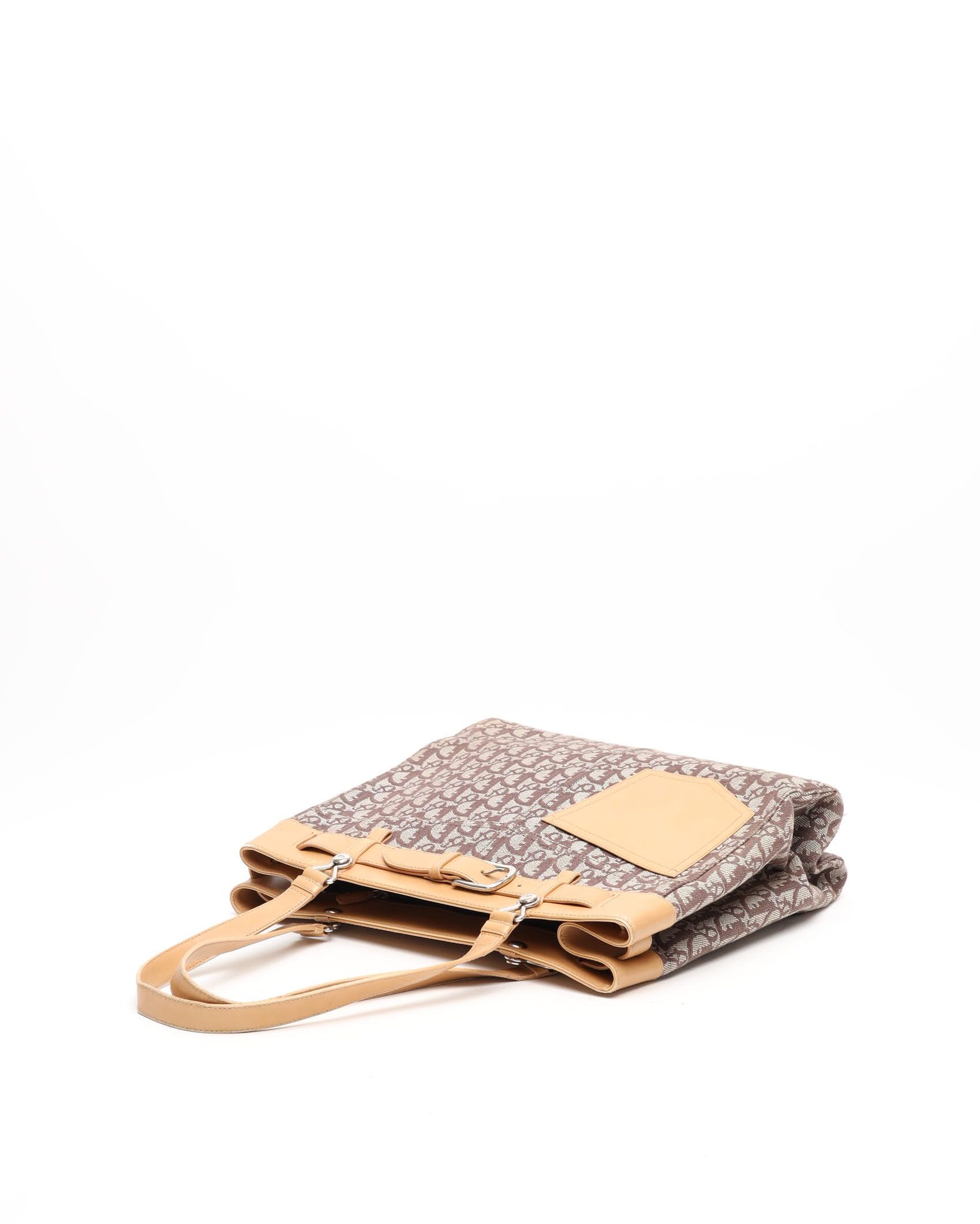 Dior Christian  Oblique Pocket Tote Bag In Brown