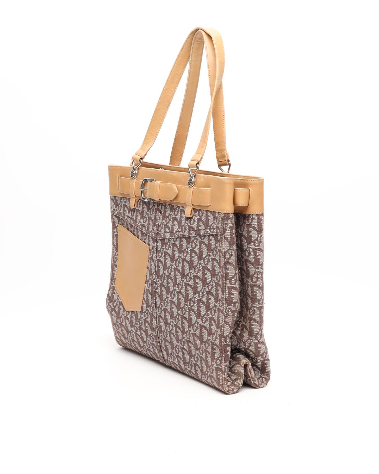 Dior Christian Oblique Pocket Tote Bag In Brown