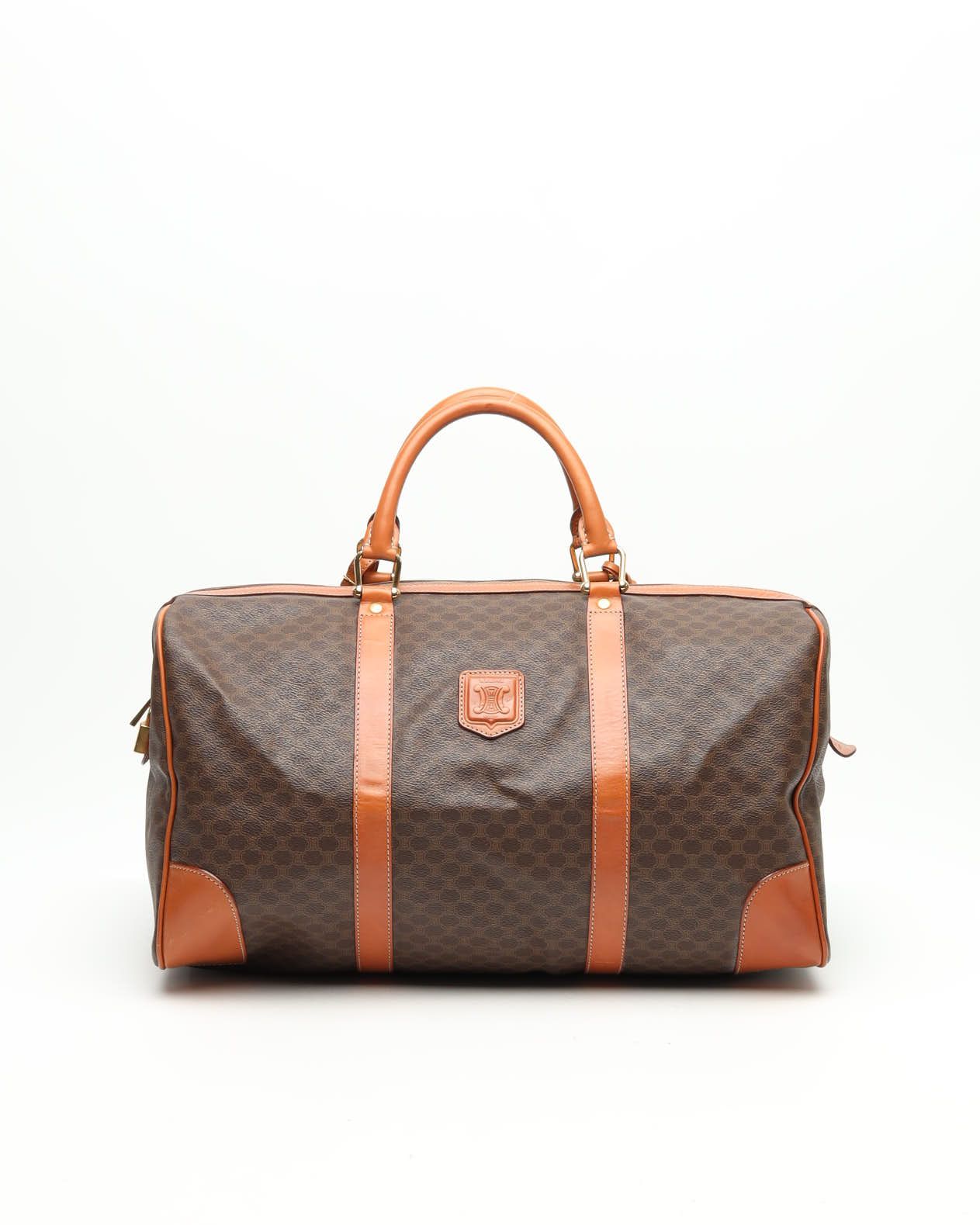 Celine Céline Macadam Boston Bag In Brown