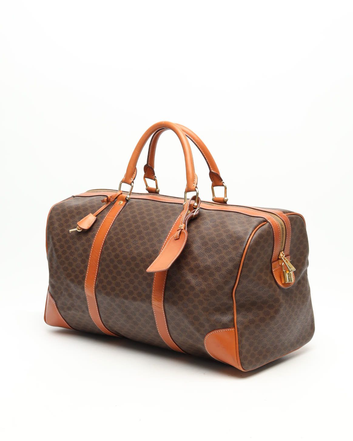 Celine Céline Macadam Boston Bag In Brown