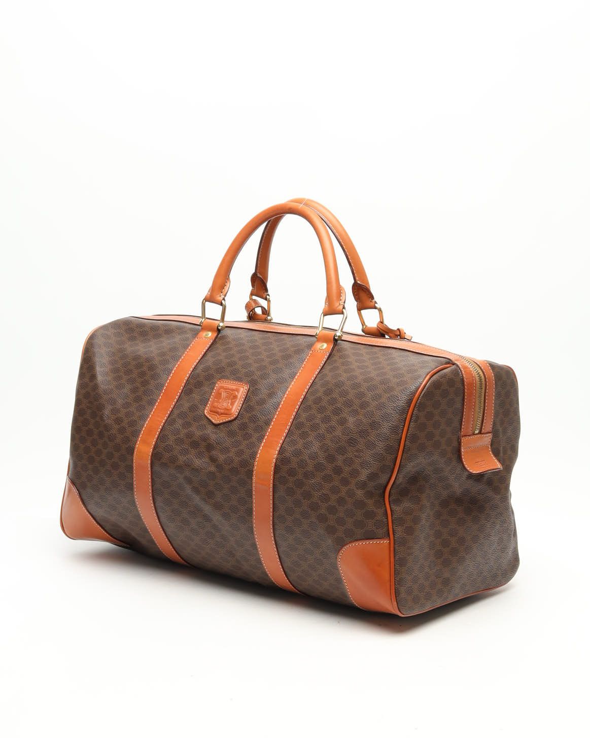 Celine Céline Macadam Boston Bag In Brown