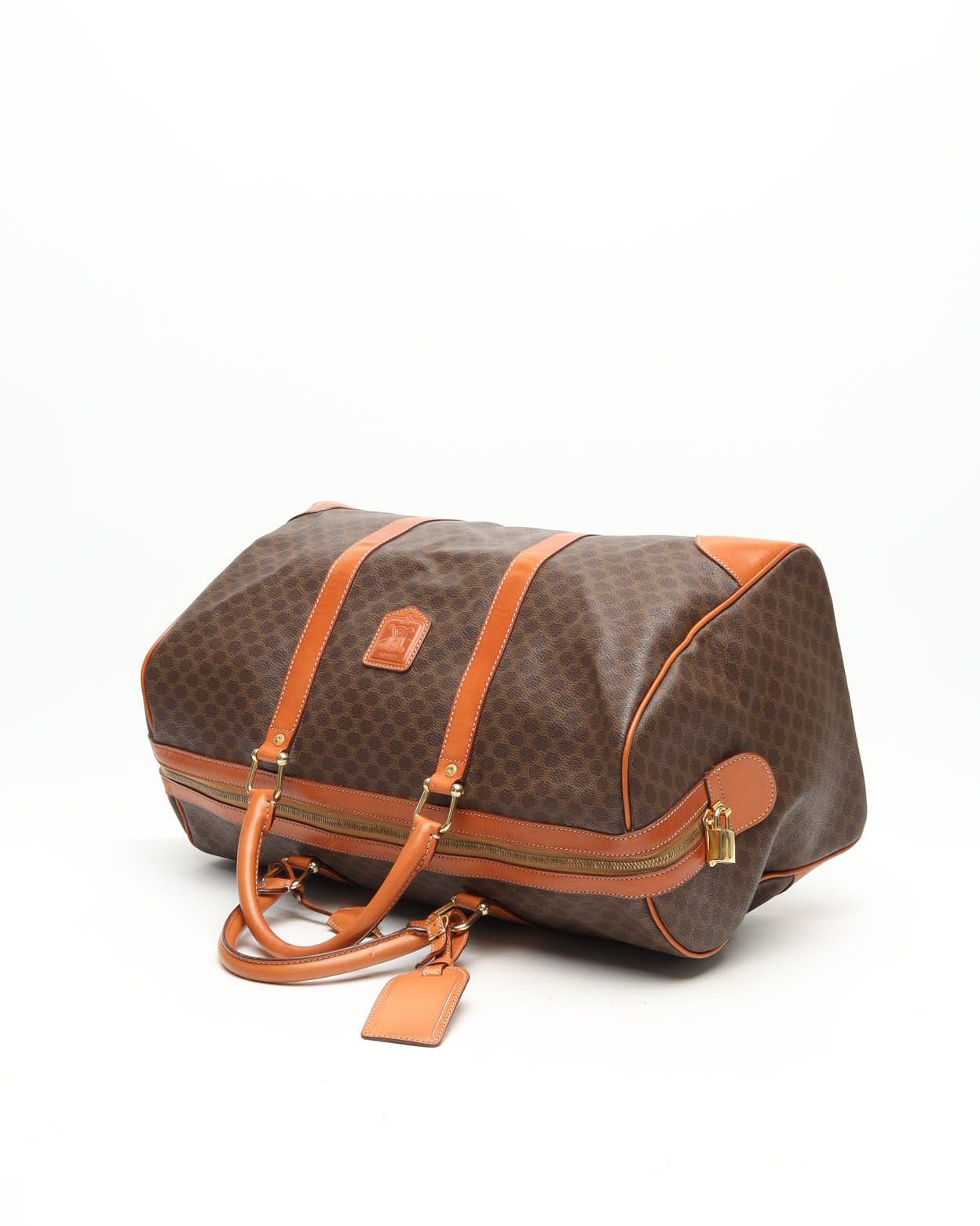 Celine Céline Macadam Boston Bag In Brown