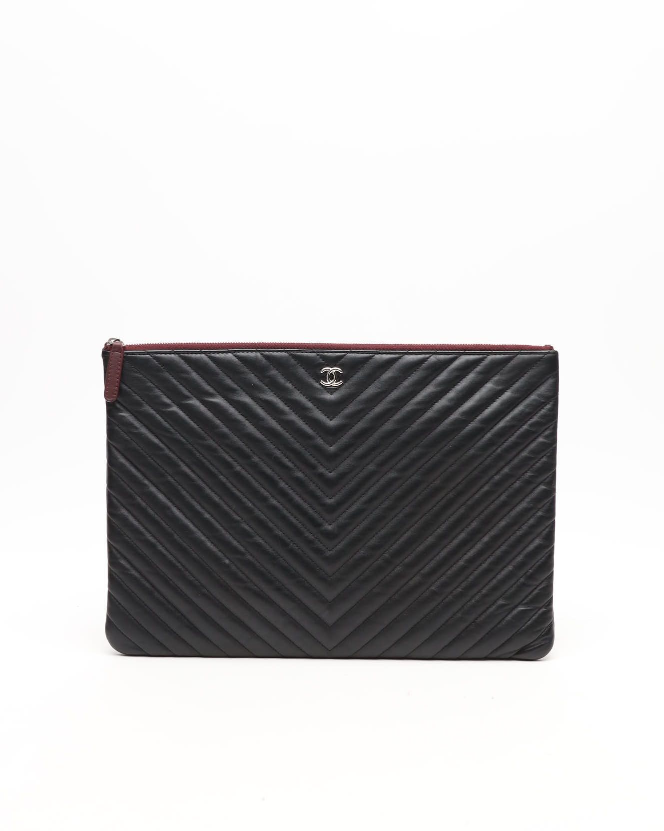 Chanel Chevron Quilted Clutch Bag
