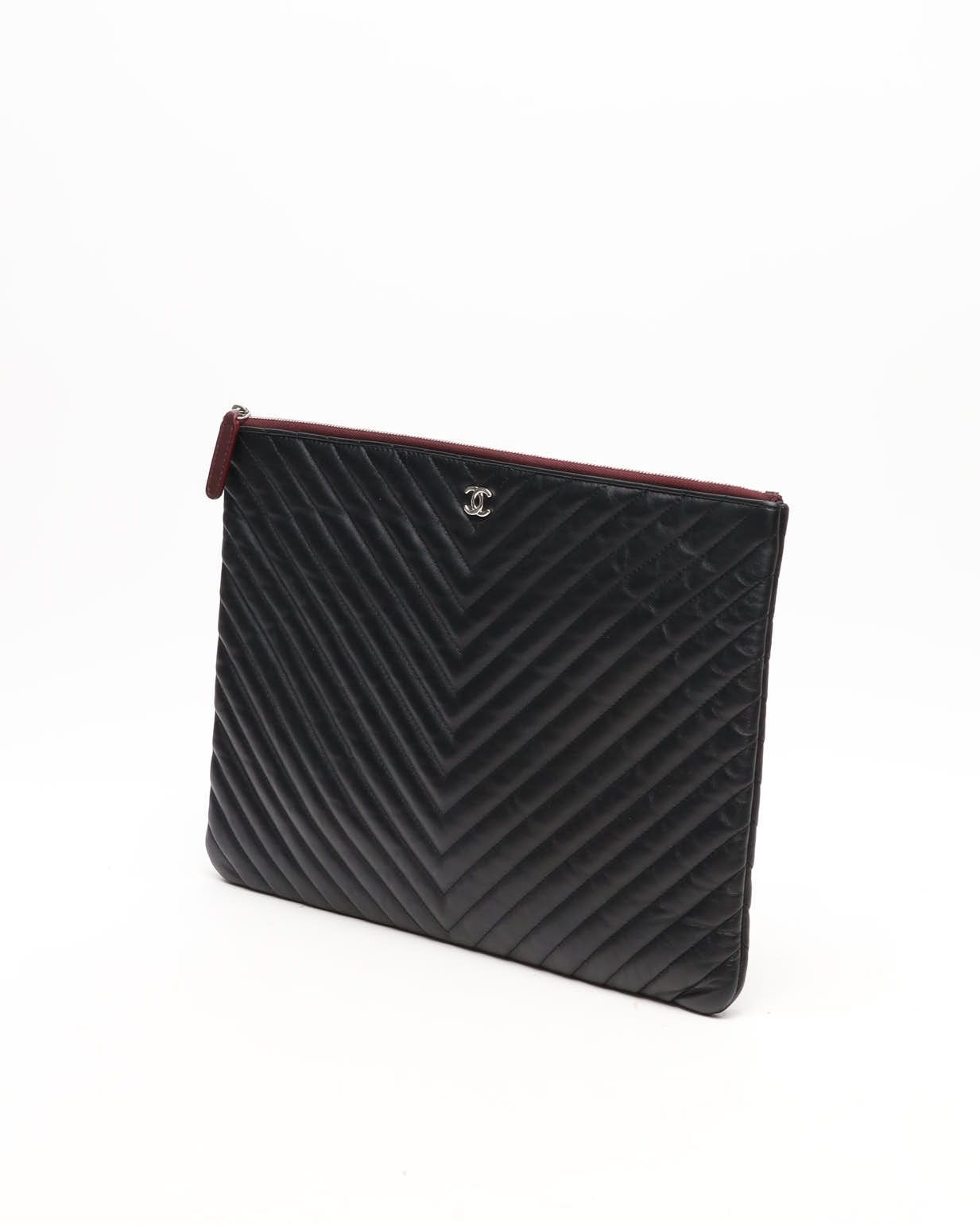 CHANEL Pre-owned Chevron Quilted Clutch Bag In Black