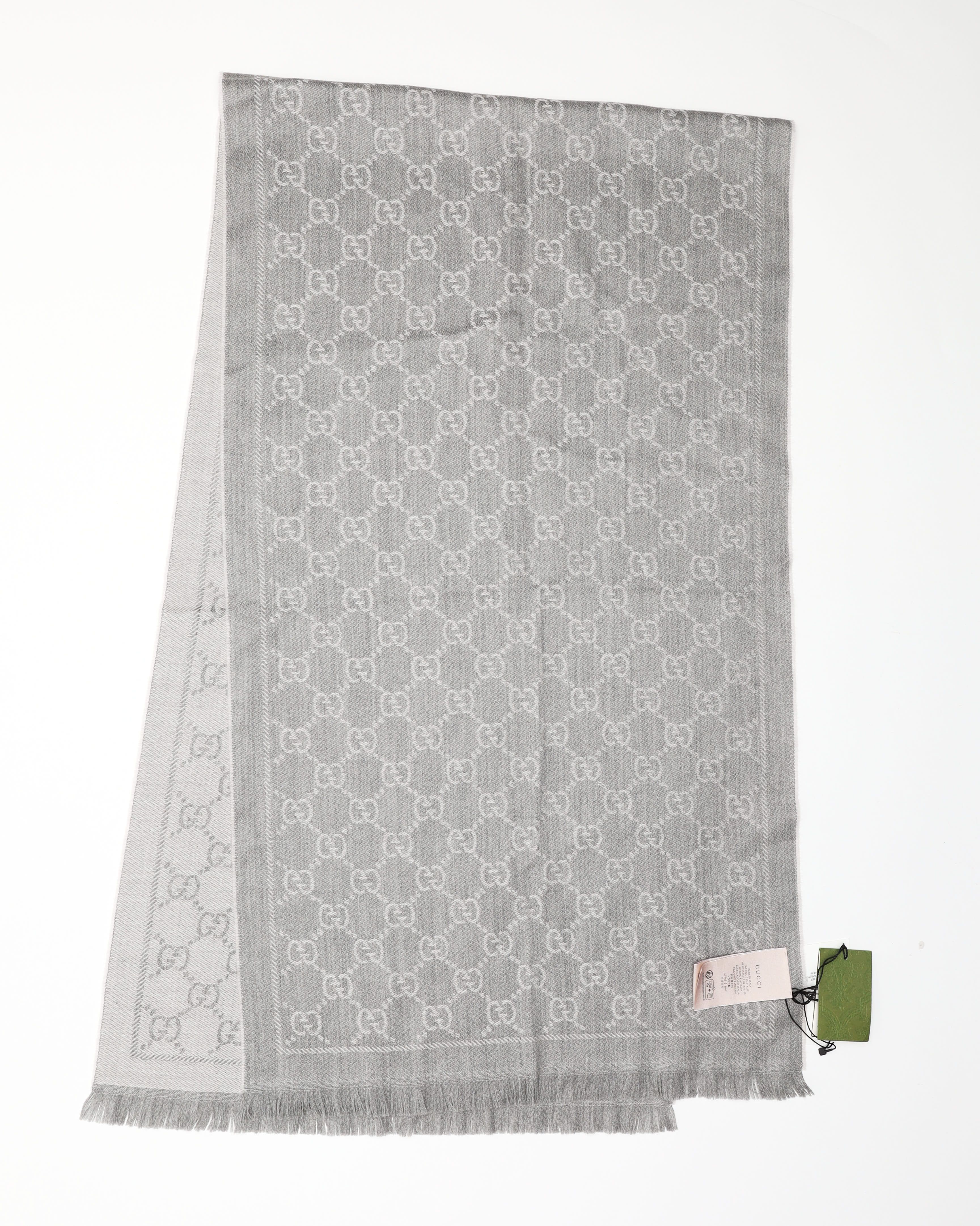 Gucci Gg Wool Scarf In Gray