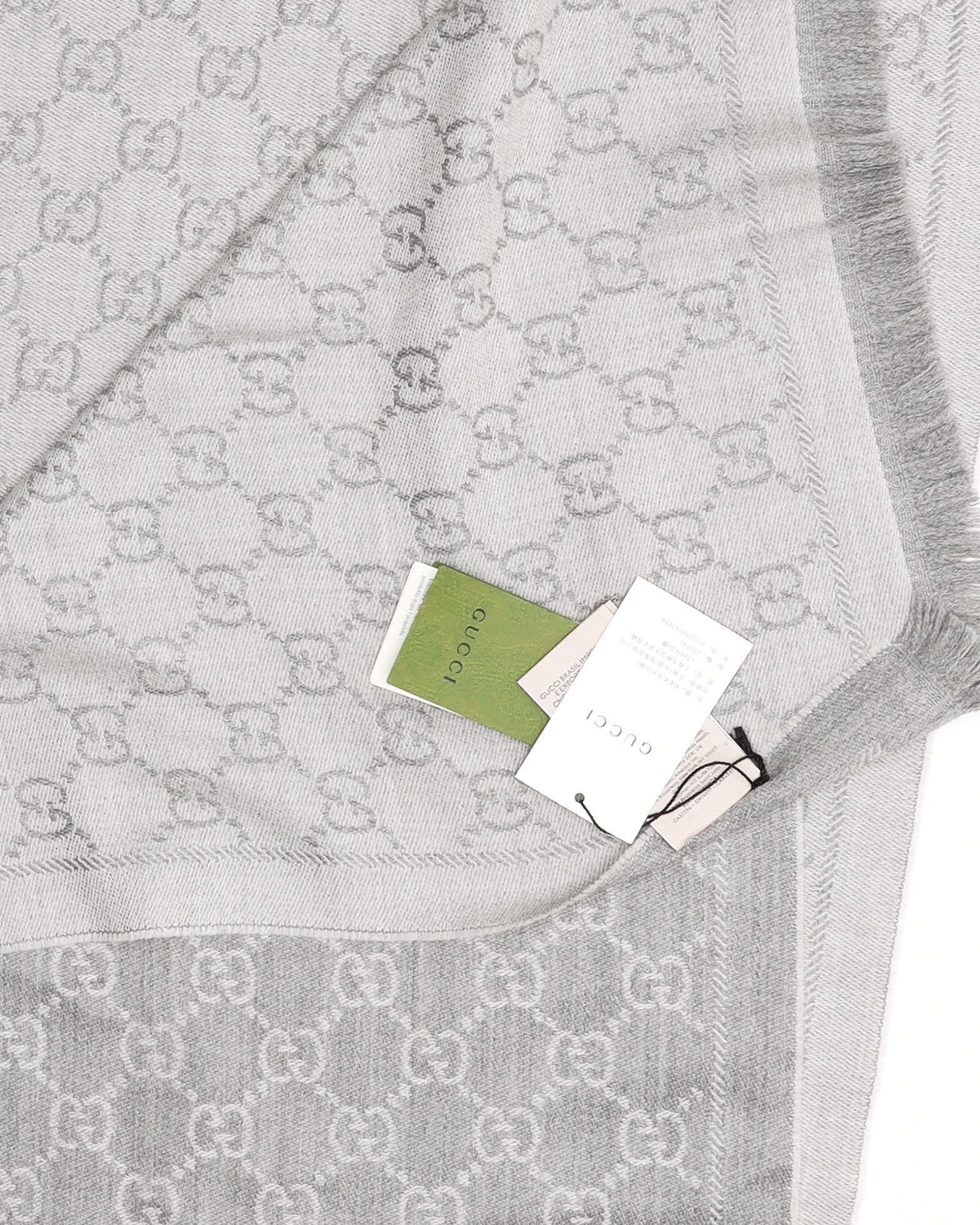 Gucci Gg Wool Scarf In Gray