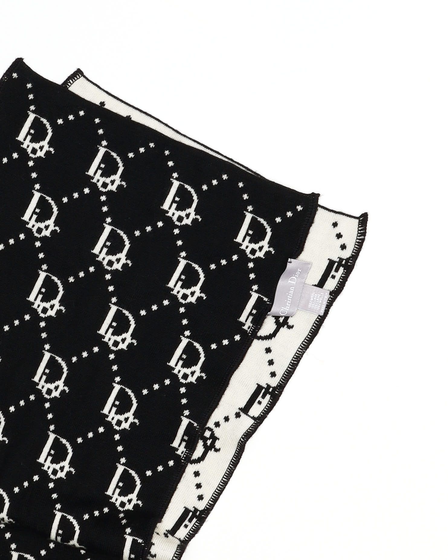 Dior Christian  Oblique Wool Scarf In Blue