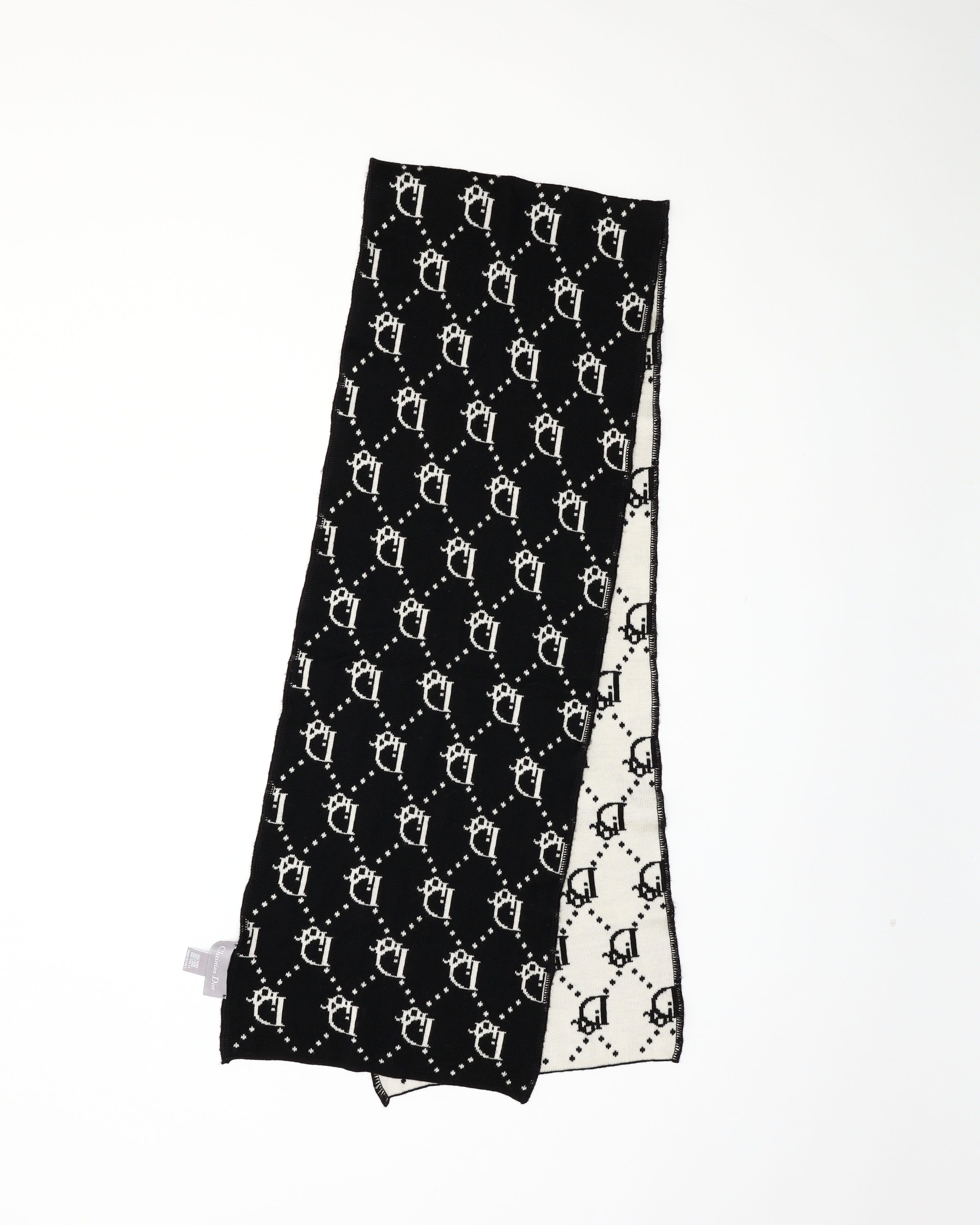 Dior Christian  Oblique Wool Scarf In Blue