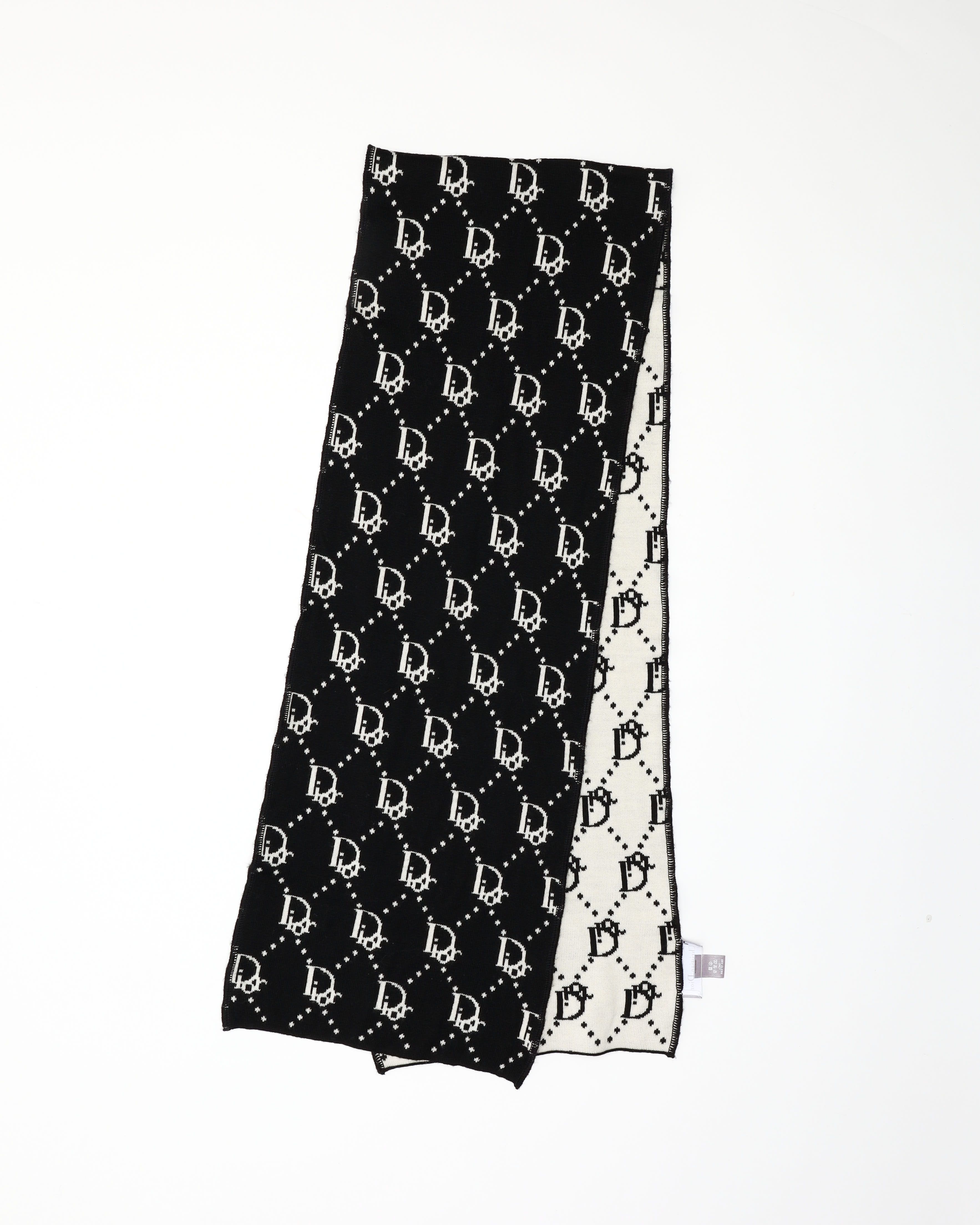 Dior Christian  Oblique Wool Scarf In Blue