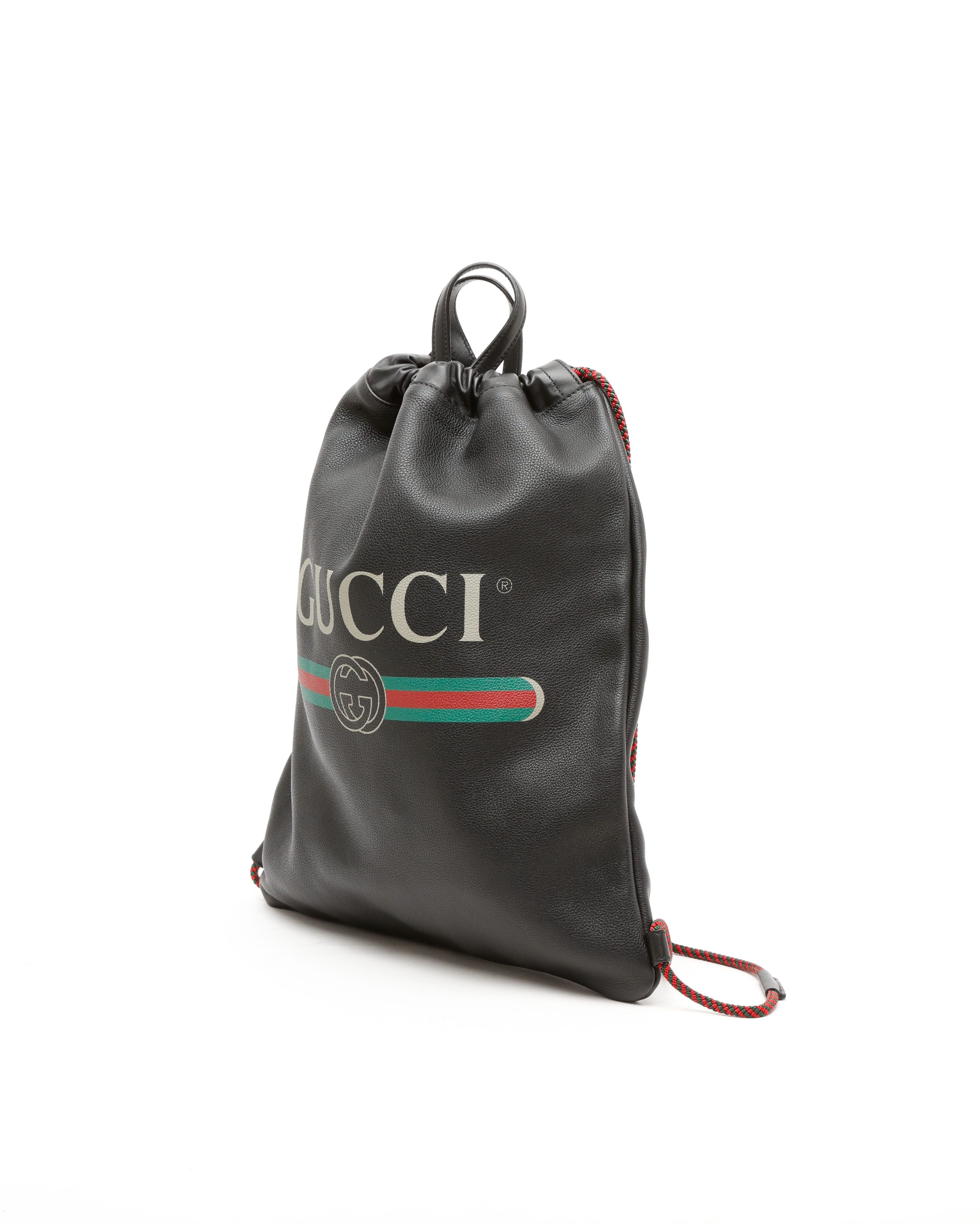 Gucci Drawstring Backpack In Black
