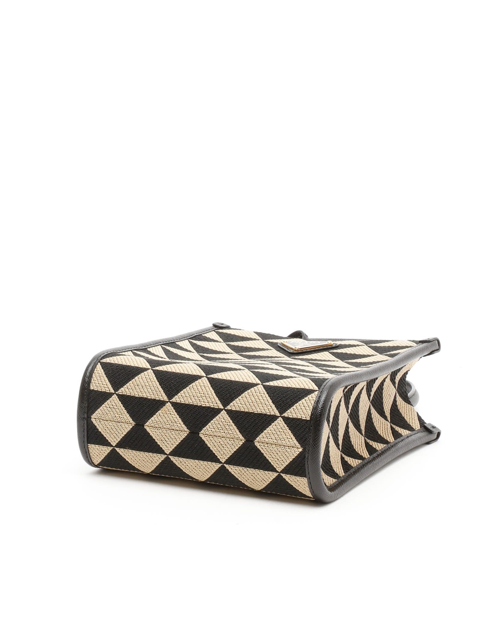 Prada Symbole Triangolo Jacquard Mini Tote Bag In Black