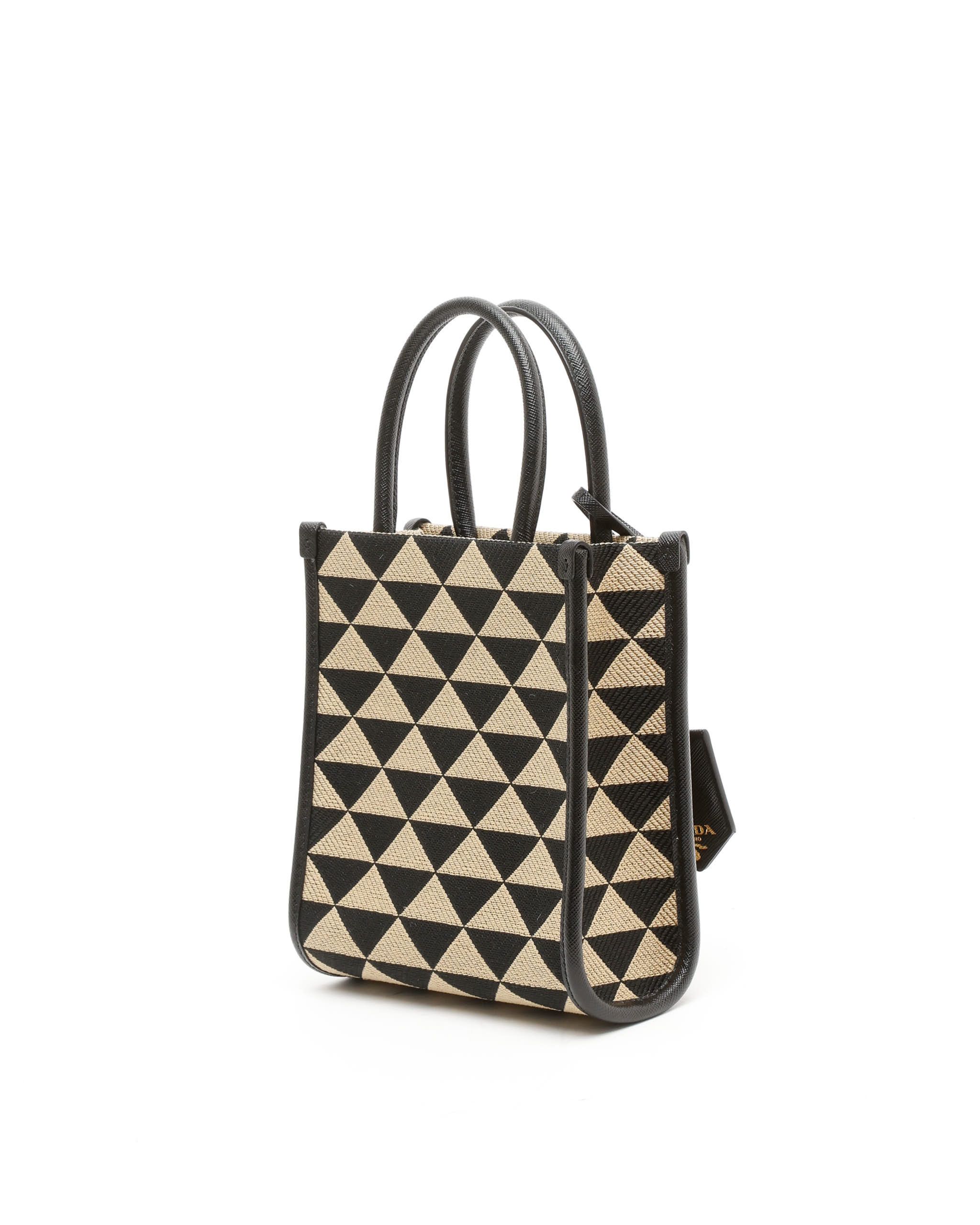 Prada Symbole Triangolo Jacquard Mini Tote Bag In Black